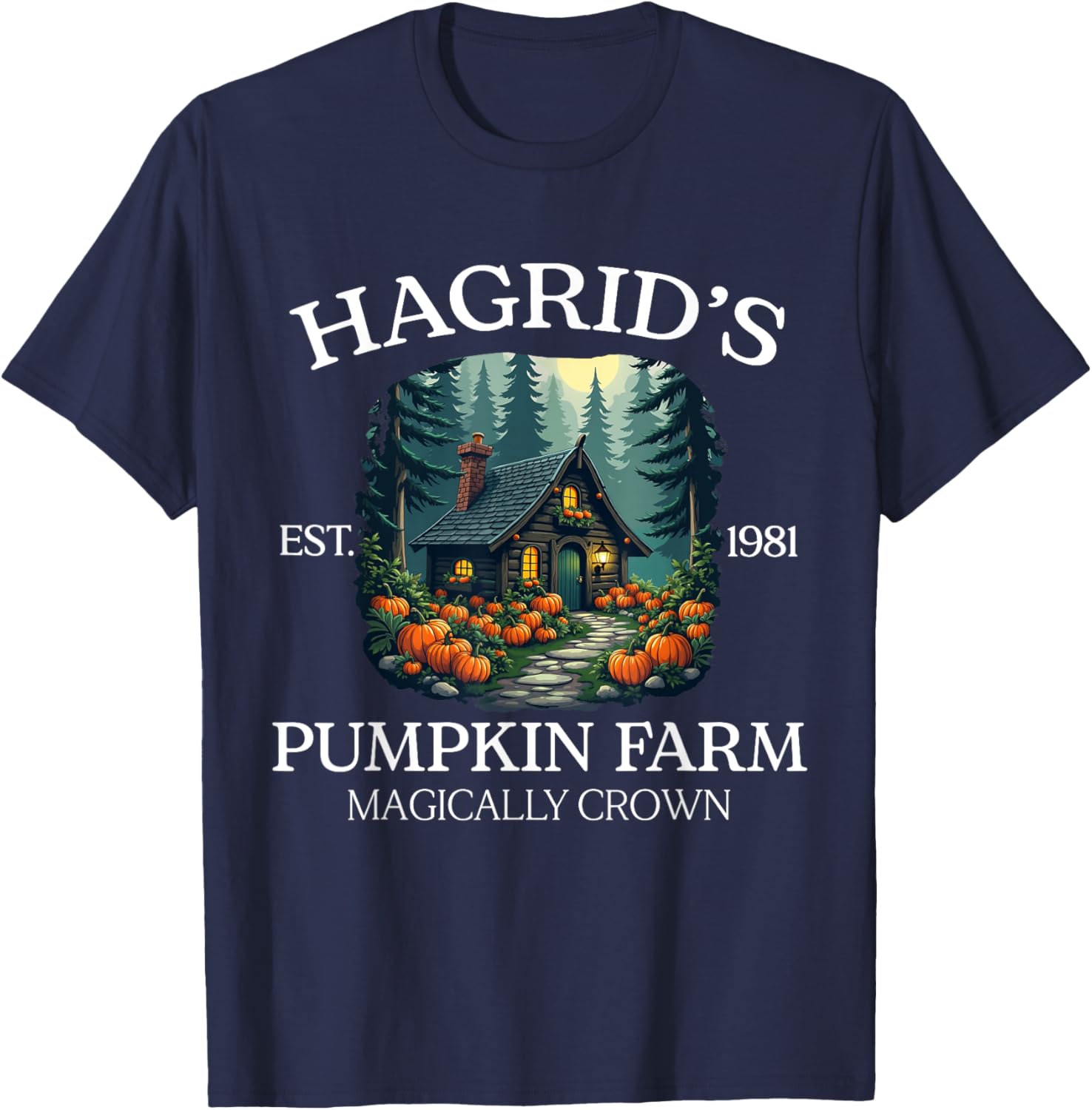 Hagrid's Pumpkin Farm - Magical Rustic Autumn Design T-Shirt - T-Shirt | Navy