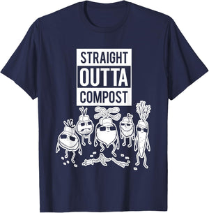 Straight Outta Compost Funny Women T-Shirt - T-Shirt | Navy