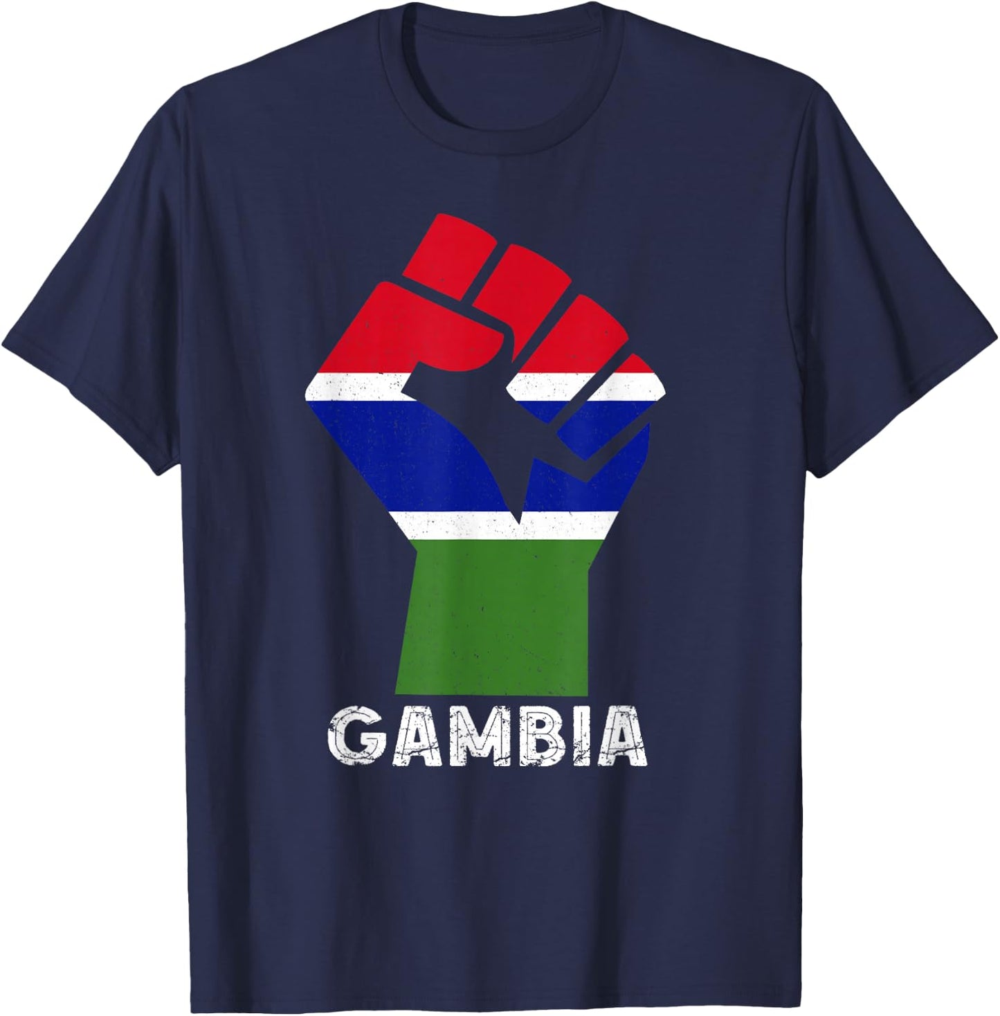 Gambian Pride Handfist Patriotic Gambian Flag Gambia T-Shirt - T-Shirt | Navy