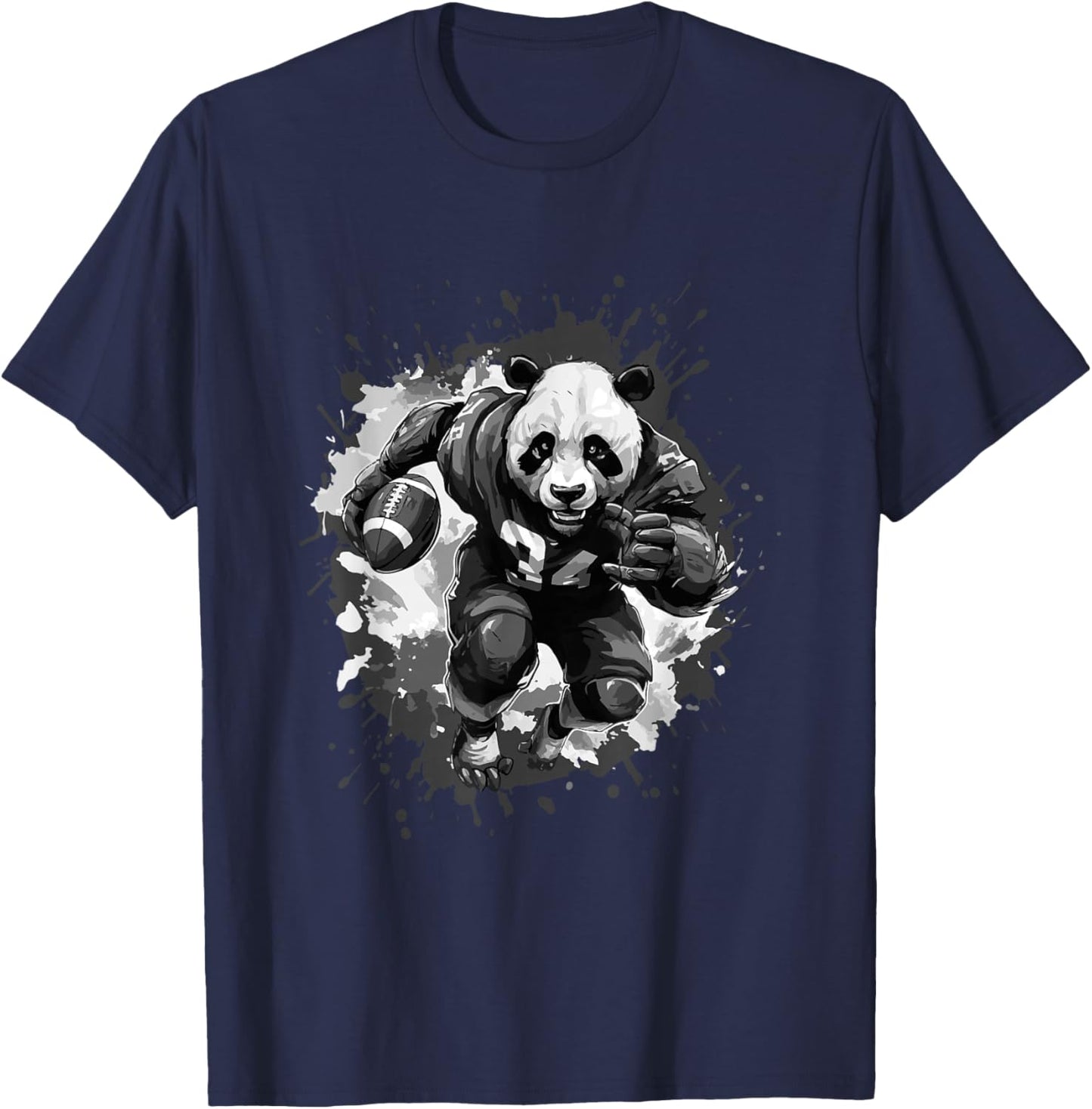 Panda Playing American Football Sport T-Shirt - T-Shirt | Navy