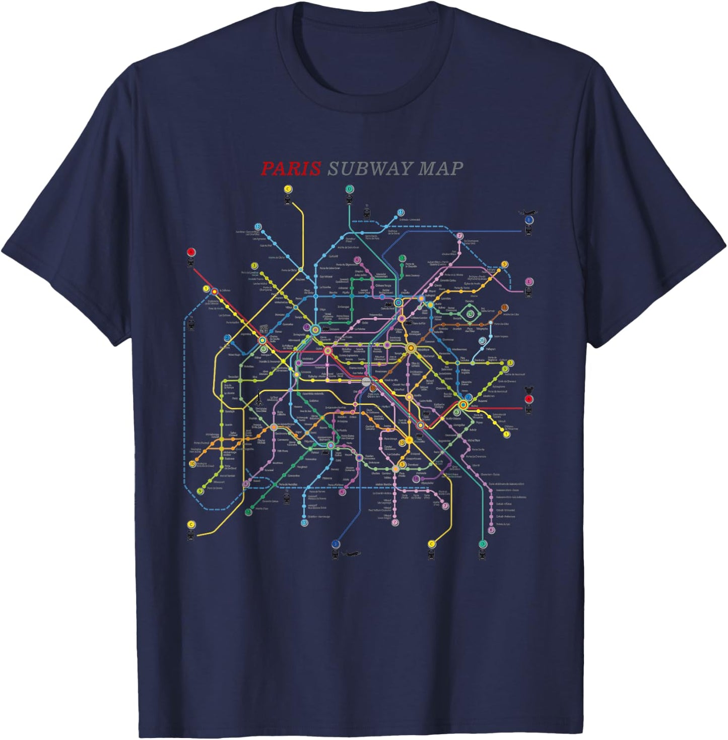 Paris Subway Map | Metro, Underground T-Shirt - T-Shirt | Navy