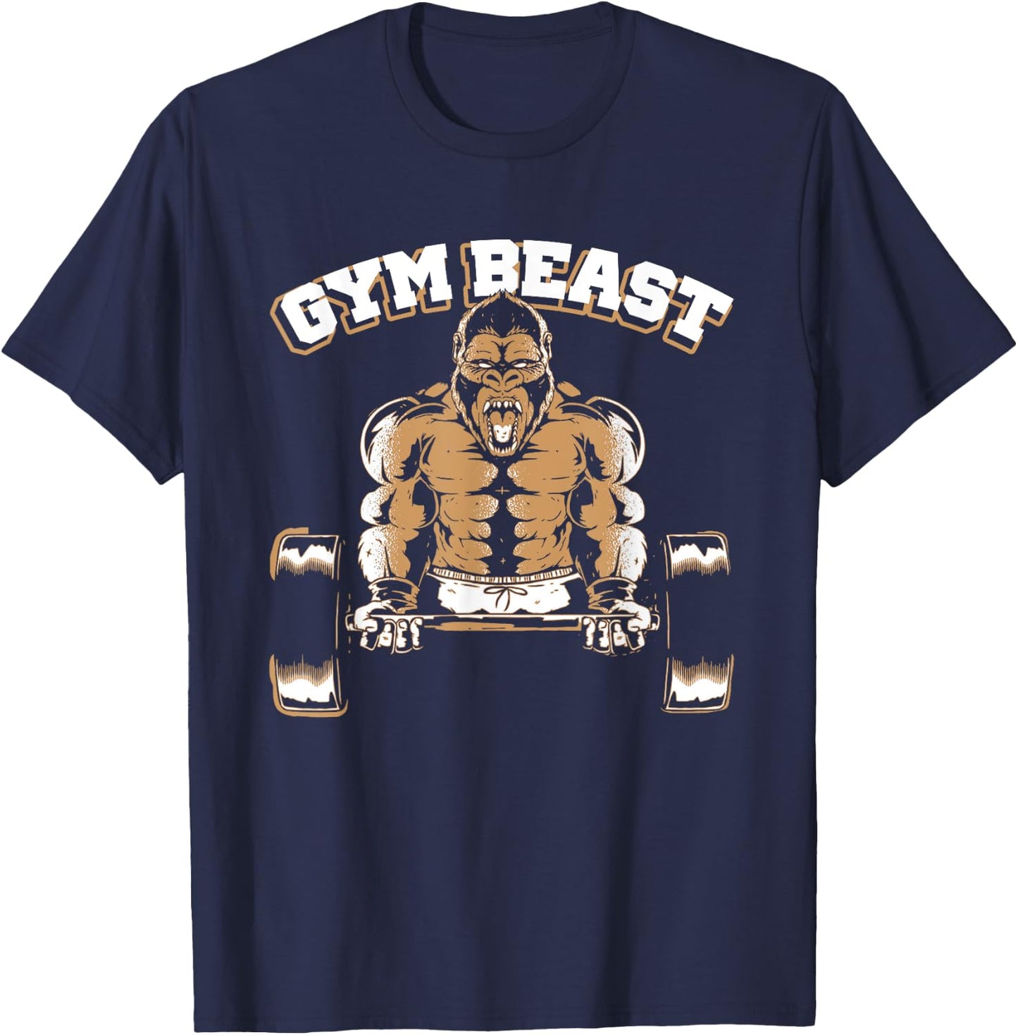 Gym Beast Gorilla Weightlifting Bodybuilding Workout T-Shirt - T-Shirt | Navy