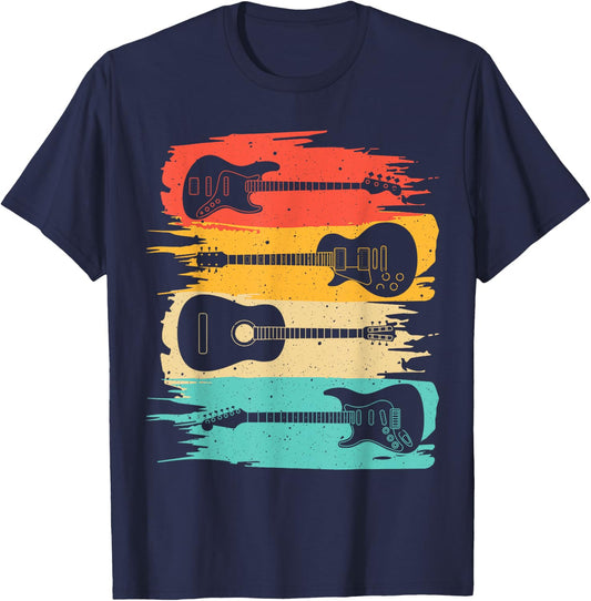 Vintage Guitar Gift Women Music Band Guitarist Stuff T-Shirt - T-Shirt | Navy