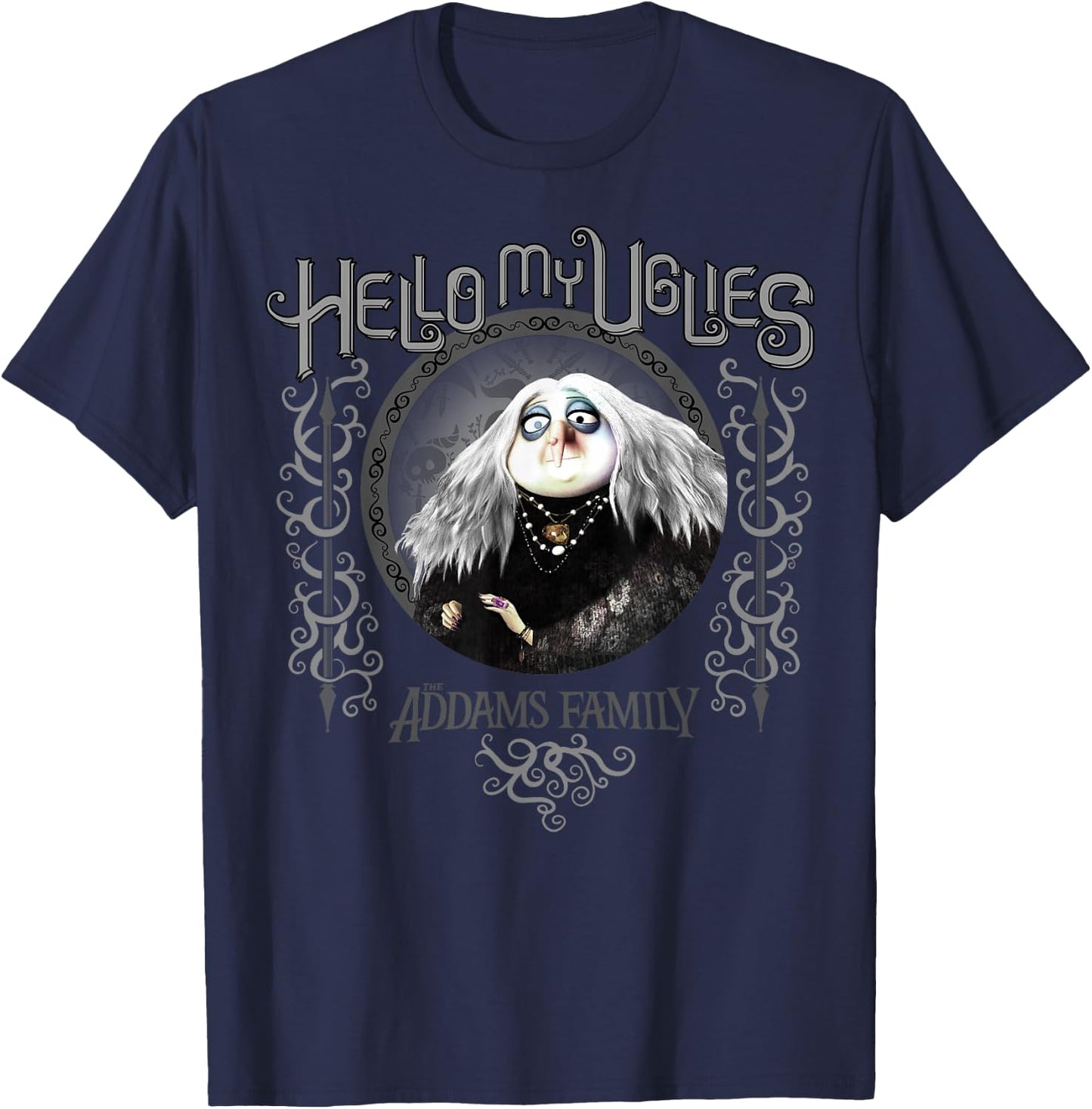 Addams Family Grandmama Hello My Uglies Portrait T-Shirt - T-Shirt | Navy
