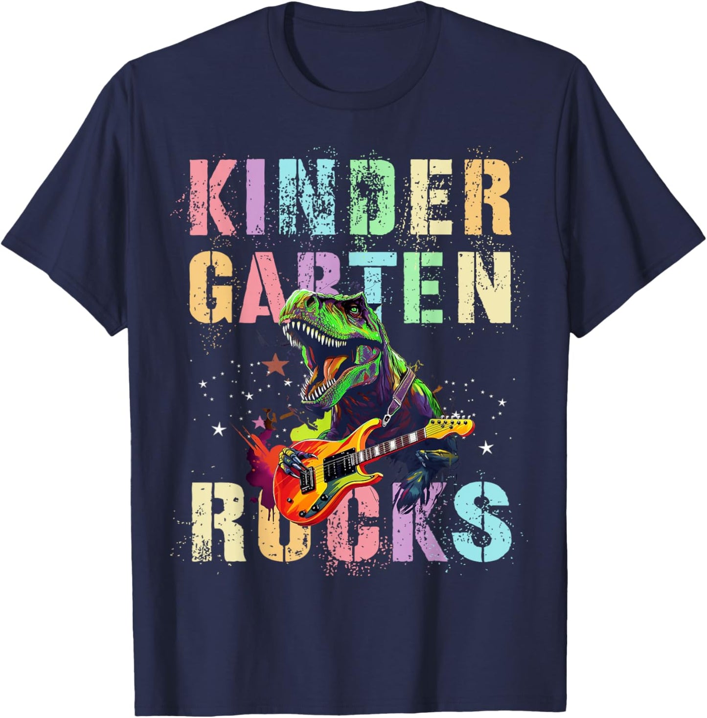 Vintage KINDERGARTEN ROCKS Teaching Rockin' Kinder Teacher Women Kids T-Shirt - T-Shirt | Navy
