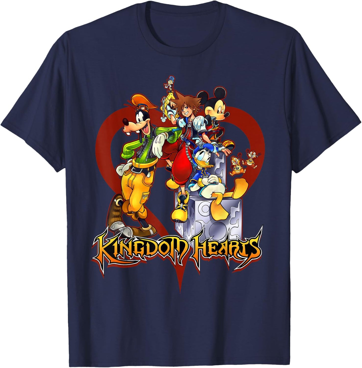 Kingdom Hearts - Sora Mickey Donald Goofy T-Shirt - T-Shirt | Navy