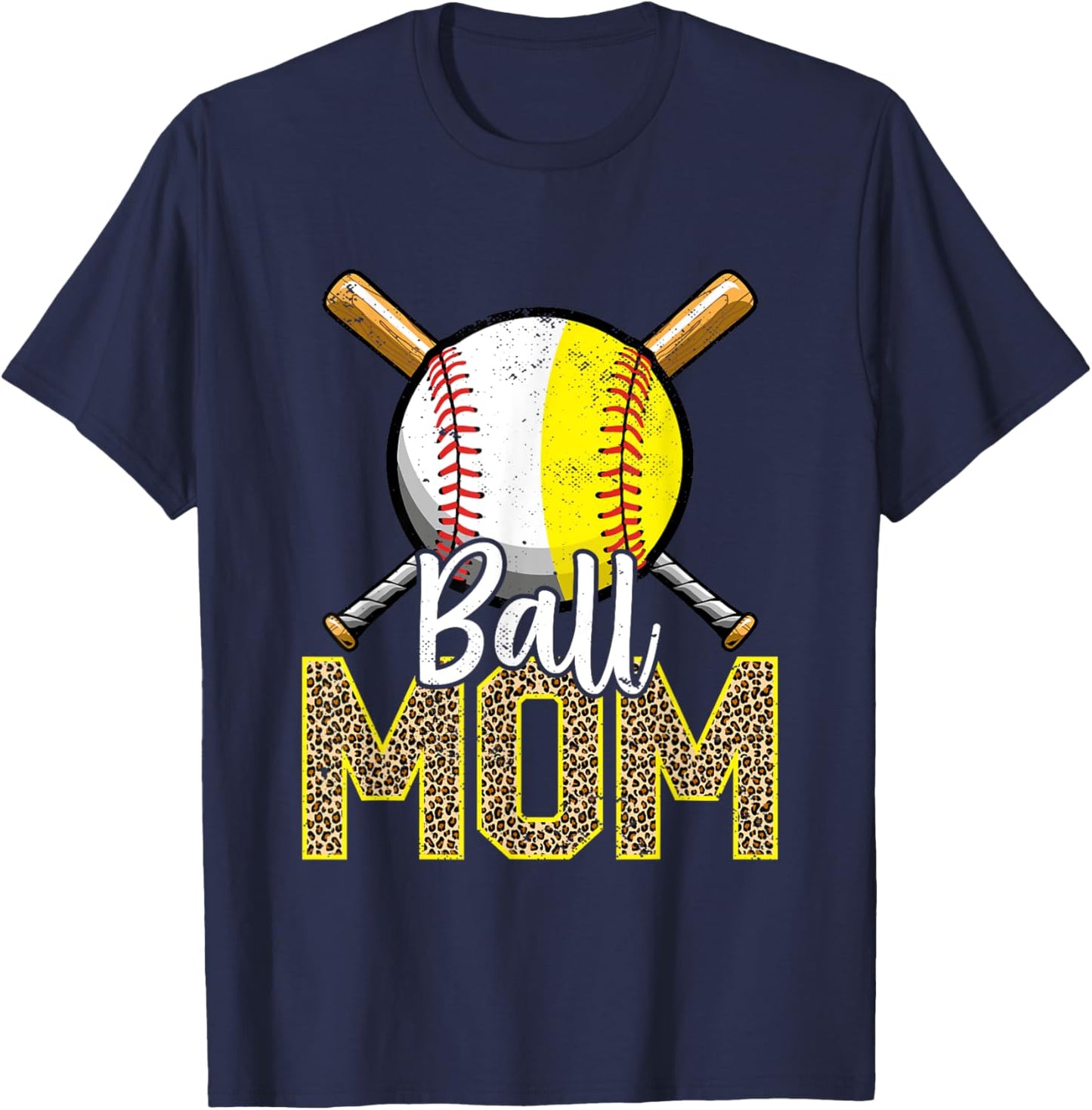 Ball Mom Baseball Softball Mama Women Mother's Day 2023 T-Shirt - T-Shirt | Navy