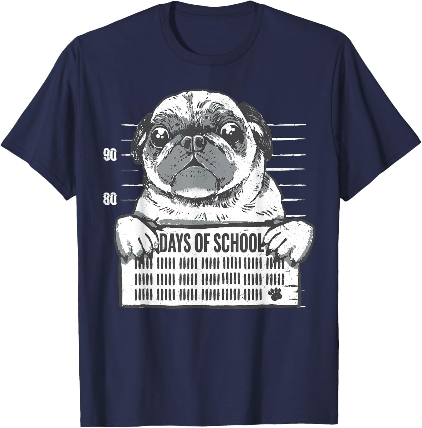 Funny Pug Dog 100th Day of School T-Shirt - T-Shirt | Navy