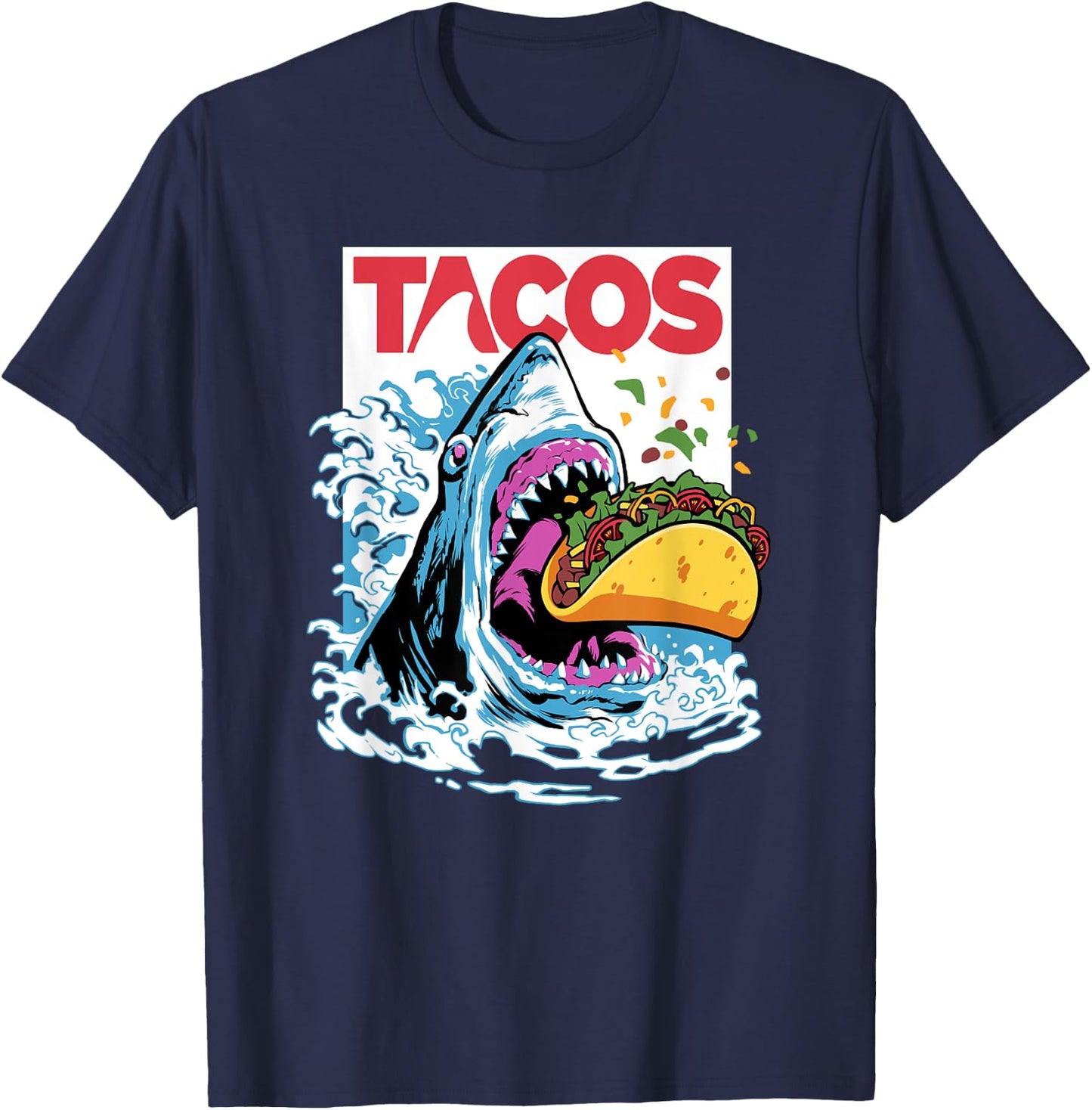 Shark Tacos Fish Taco Tuesday | Cinco De Mayo Foodie Gift T-Shirt - T-Shirt | Navy