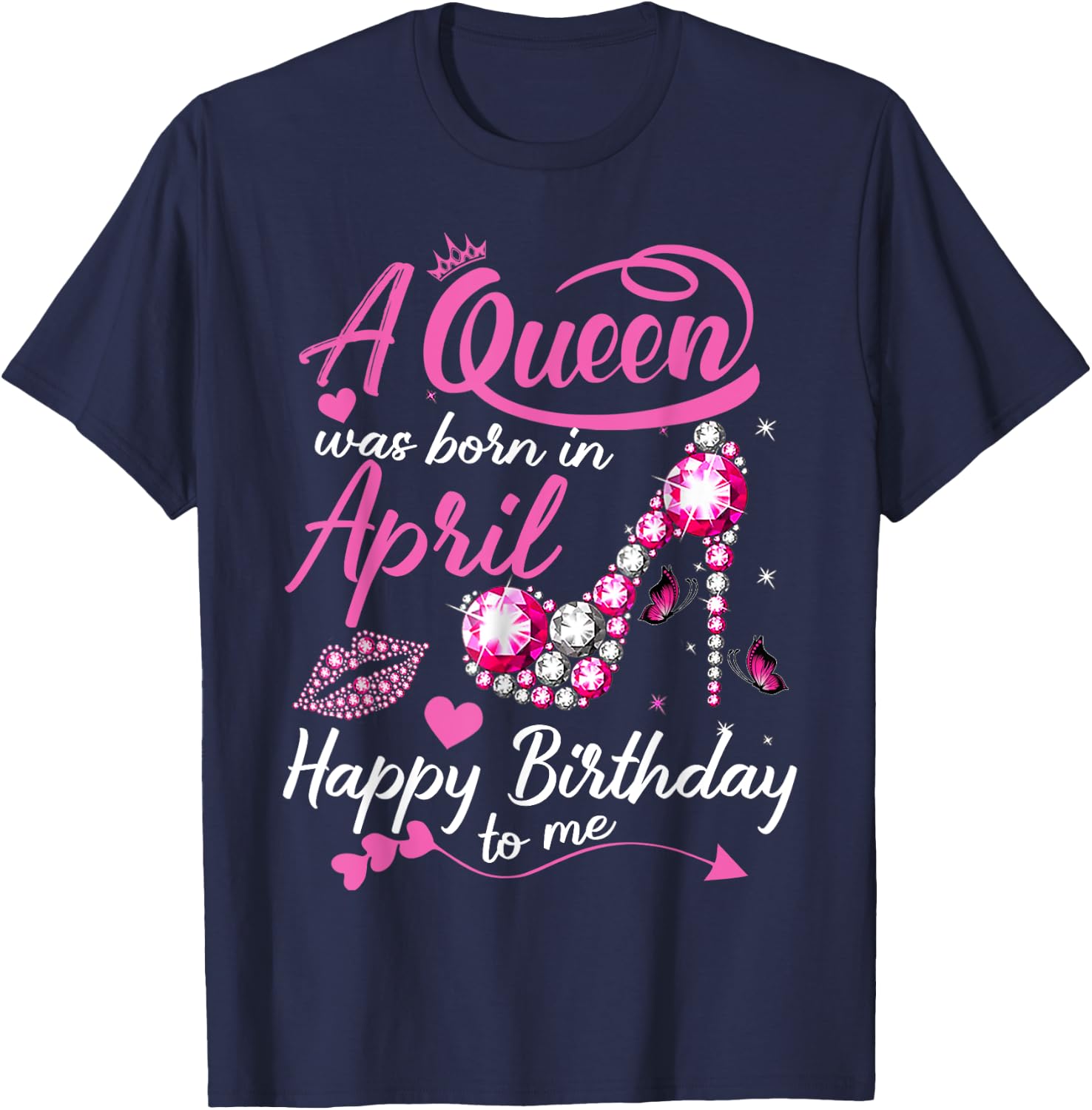 Black Queens are Born in April Women Birthday Gift T-Shirt - T-Shirt | Navy