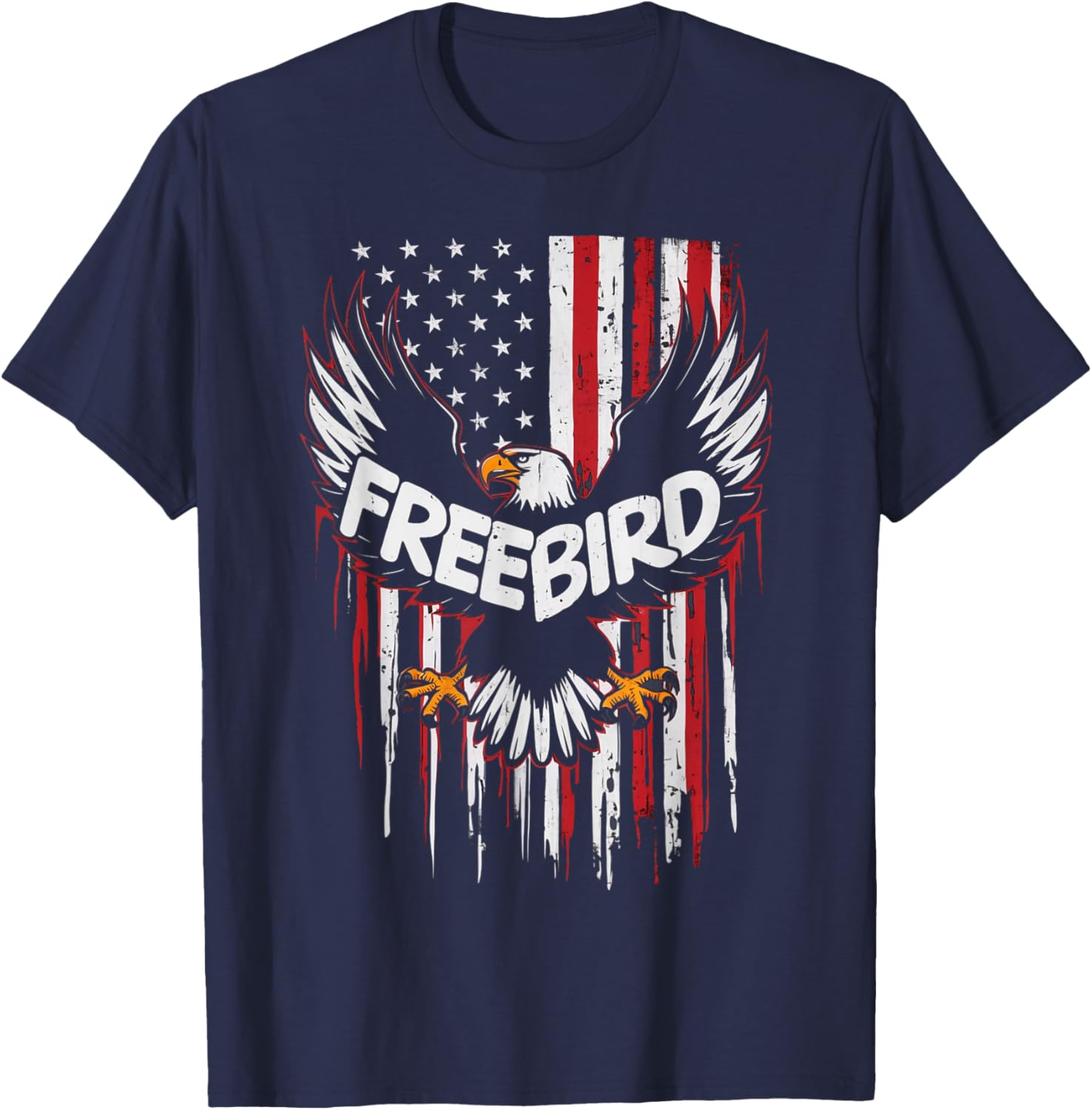Patriotic Eagle Freebird USA American Flag 4th of July T-Shirt - T-Shirt | Navy