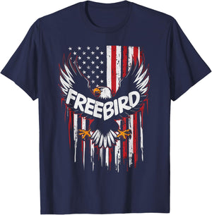 Patriotic Eagle Freebird USA American Flag 4th of July T-Shirt - T-Shirt | Navy