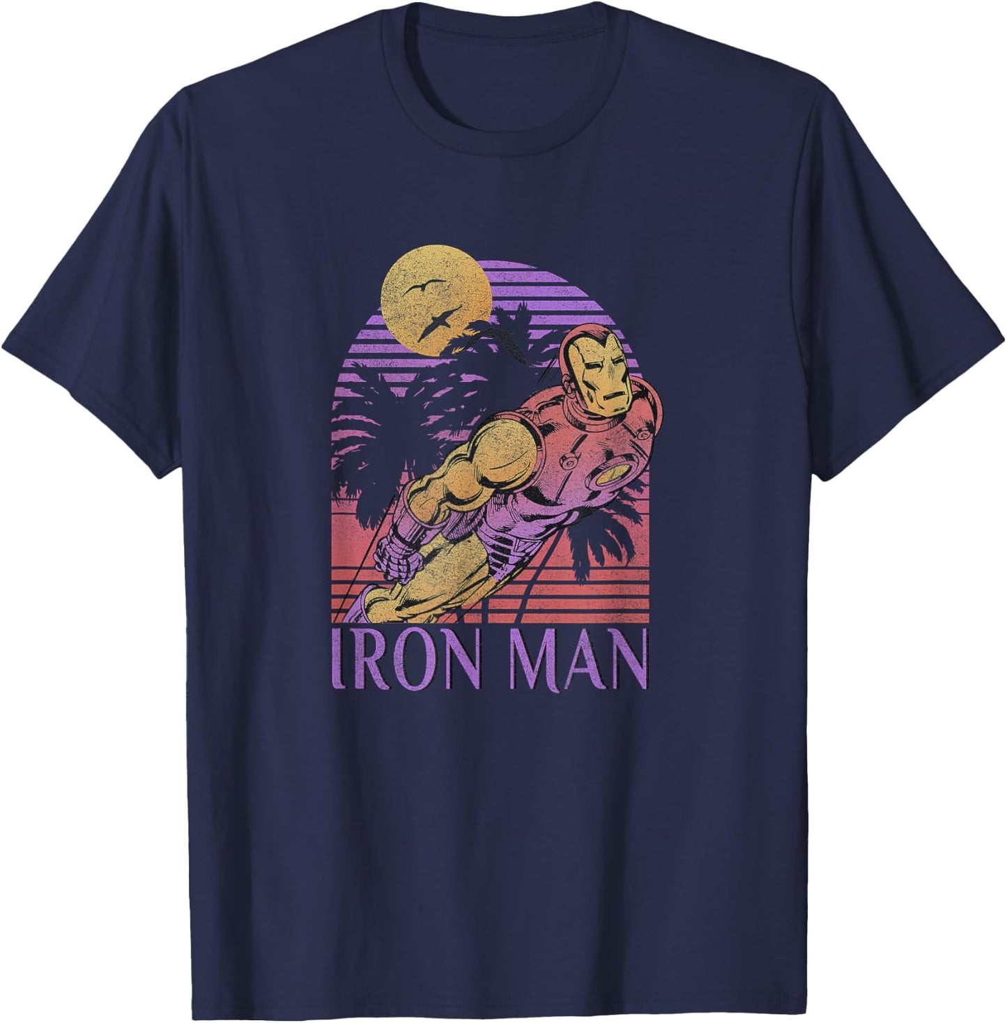Marvel Iron Man Retro Distressed Portrait T-Shirt - T-Shirt | Navy