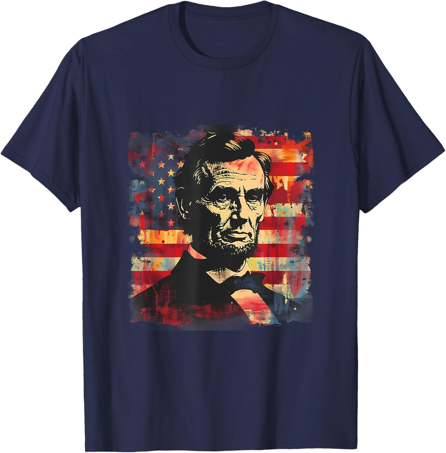 Fourth Of July Abraham Lincoln American Flag Patriotic Kids Men T-Shirt - T-Shirt | Navy