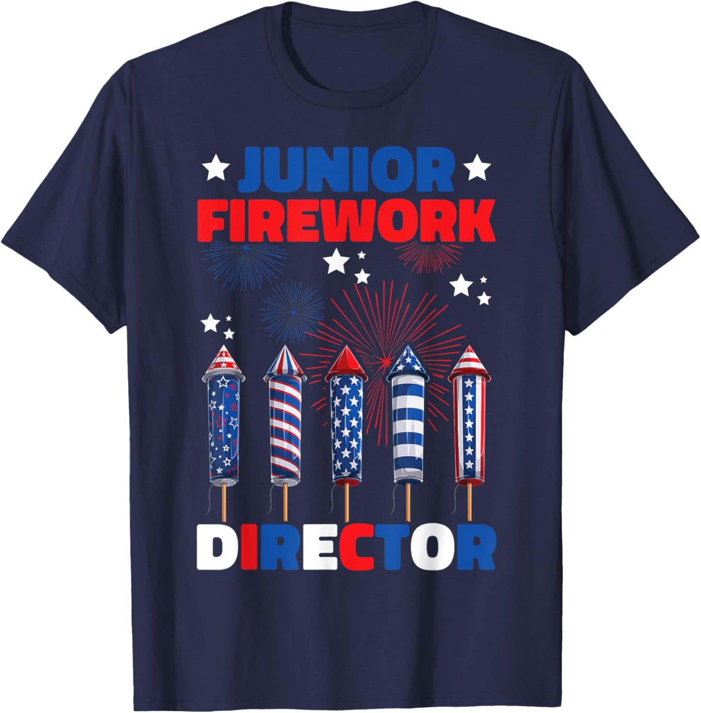 Kids Junior Firework Director American 4th Of July T-Shirt - T-Shirt | Navy
