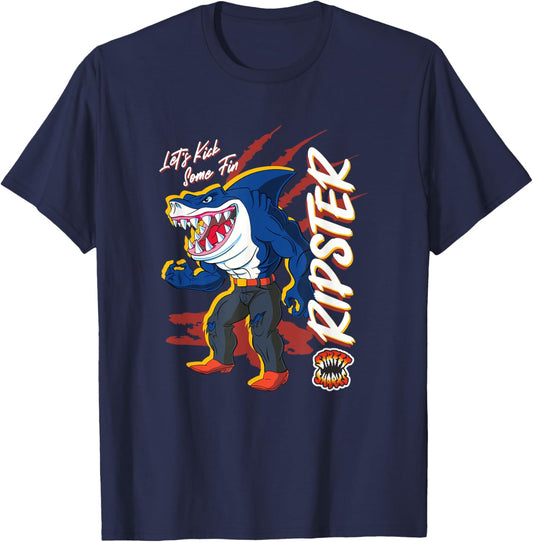 Street Sharks - Ripster Let's Kick Some Fin T-Shirt - T-Shirt | Navy