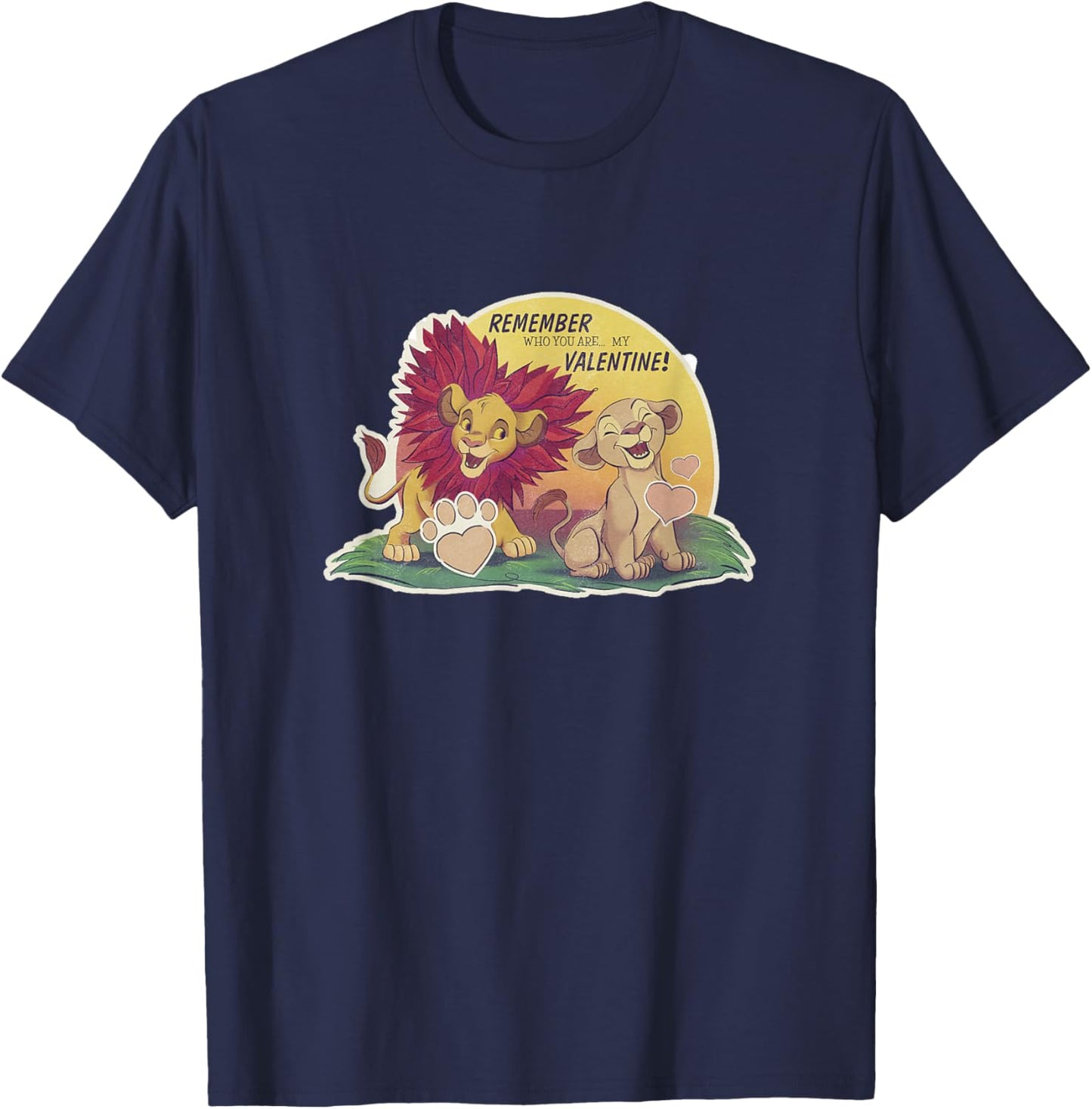 Disney The Lion King Valentine's Day Nala & Simba Wild Retro T-Shirt - T-Shirt | Navy