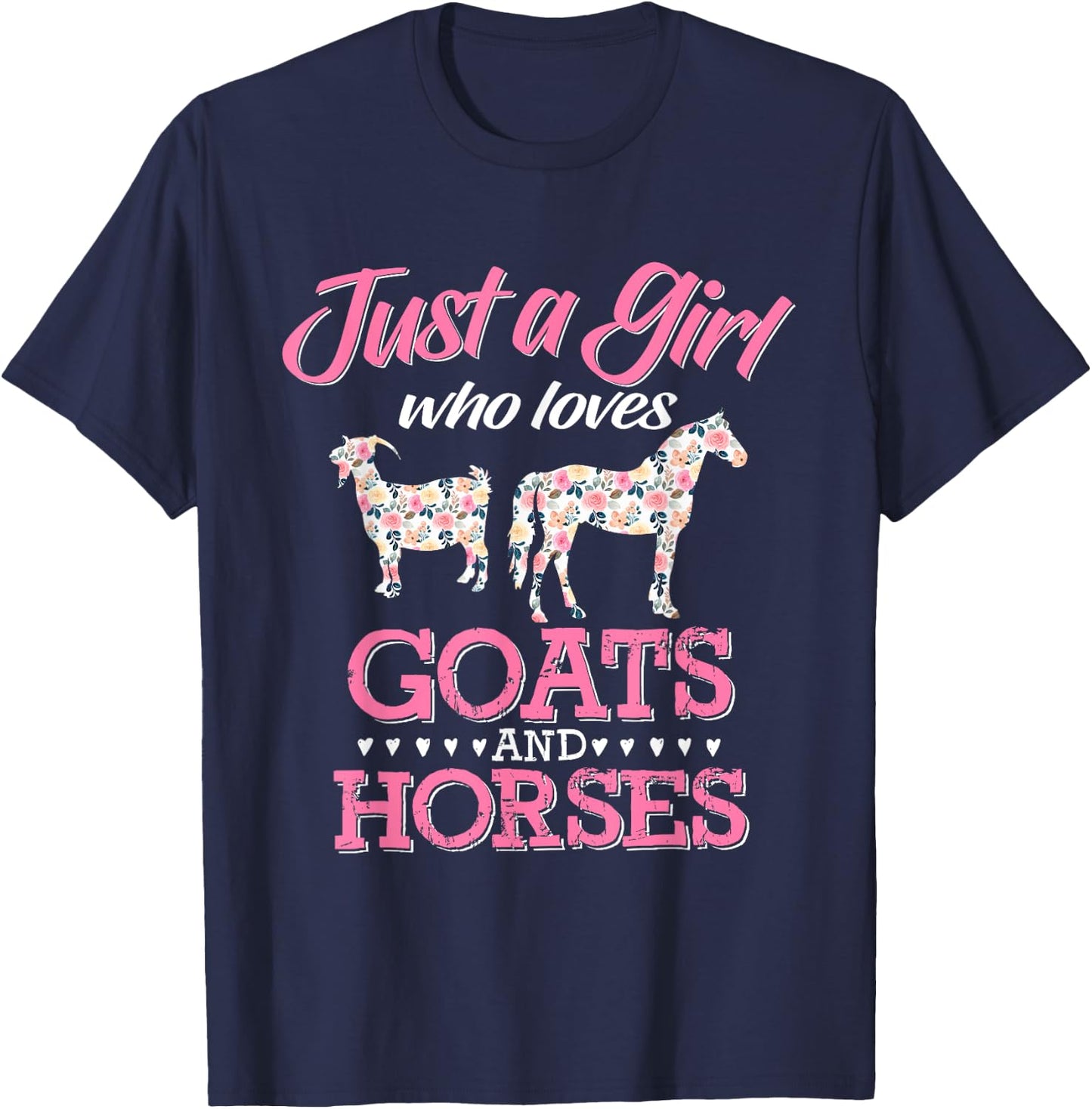 Just A Girl Who Loves Goats Horse Lover Women Farmer T-Shirt - T-Shirt | Navy