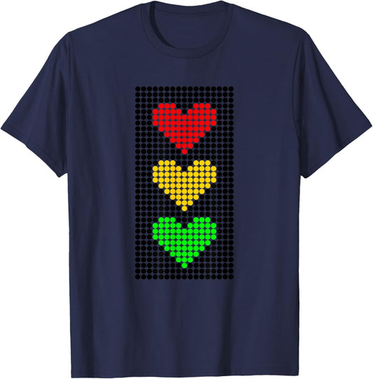 Dot Heart Stoplight Traffic Signal Stop-Caution-Go T-Shirt - T-Shirt | Navy