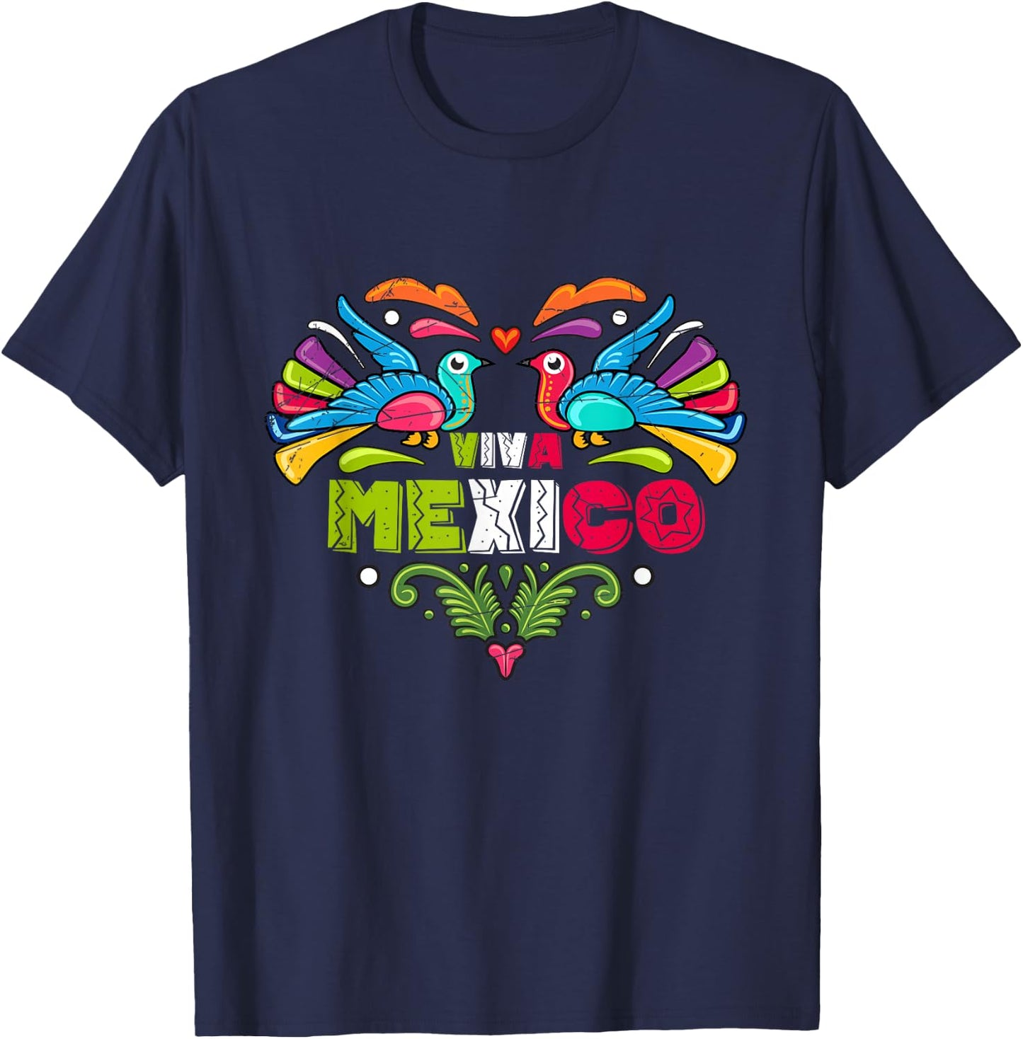 Proud Mexican Flag Peacock Animal Gift Viva Mexico Small T-Shirt - T-Shirt | Navy