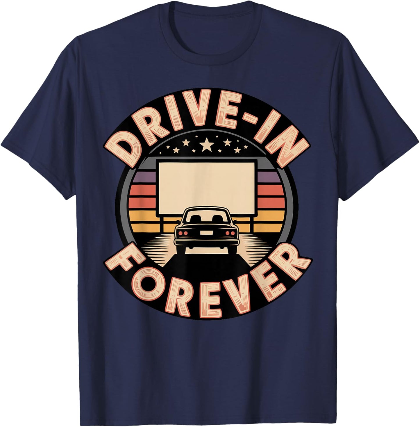 Vintage Drive-in Movie Enthusiast Retro Film Drive-in Cinema T-Shirt - T-Shirt | Navy