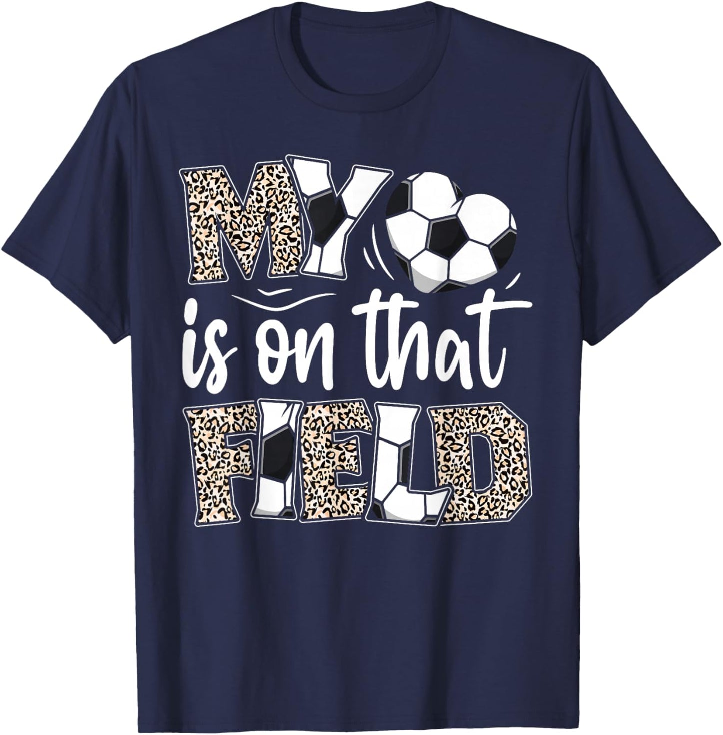 My heart is on that field Soccer leopard soccer mom player T-Shirt - T-Shirt | Navy
