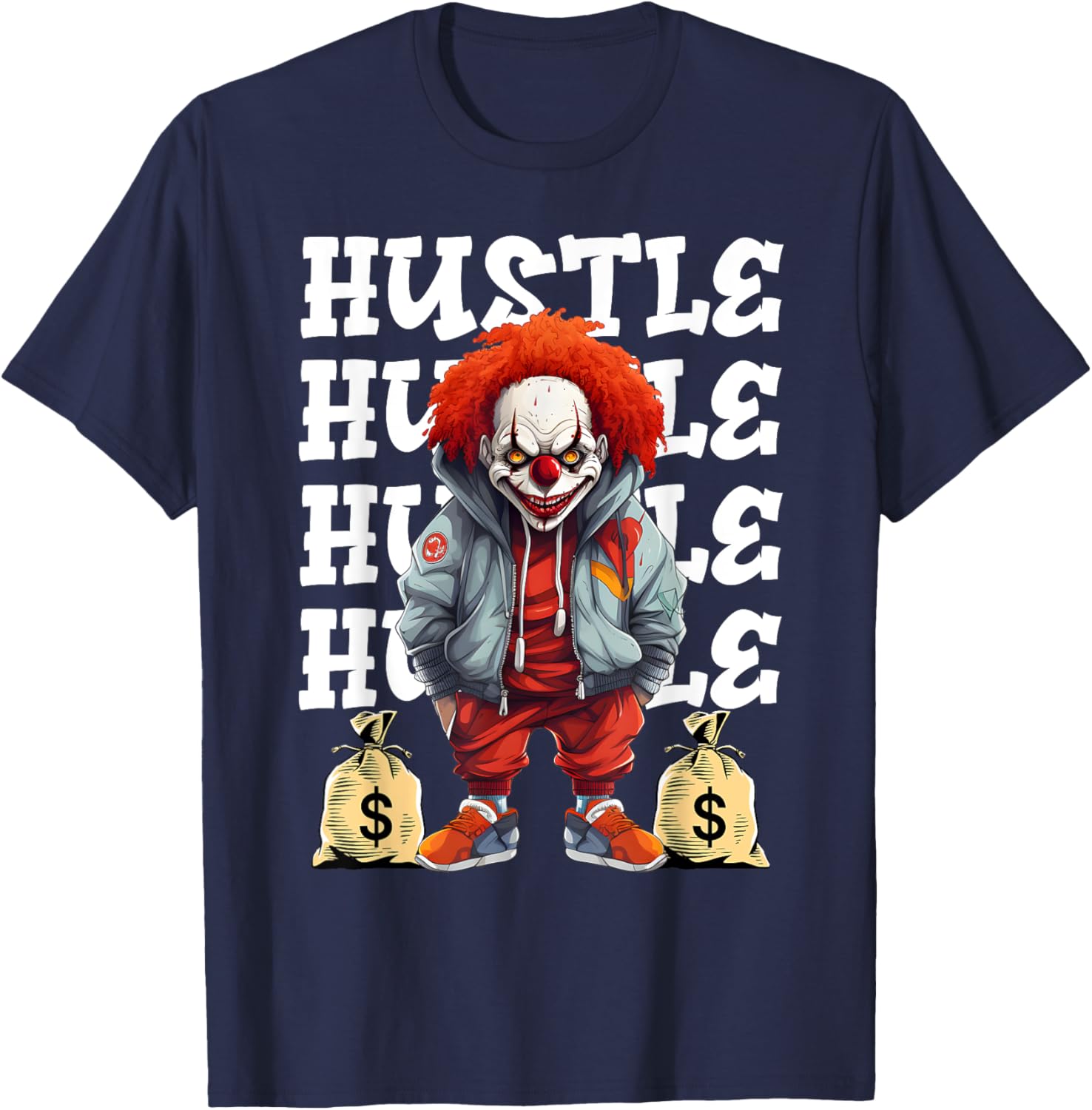 Hip Hop Scary Clown Hustle Money Urban Streetwear Halloween T-Shirt - T-Shirt | Navy