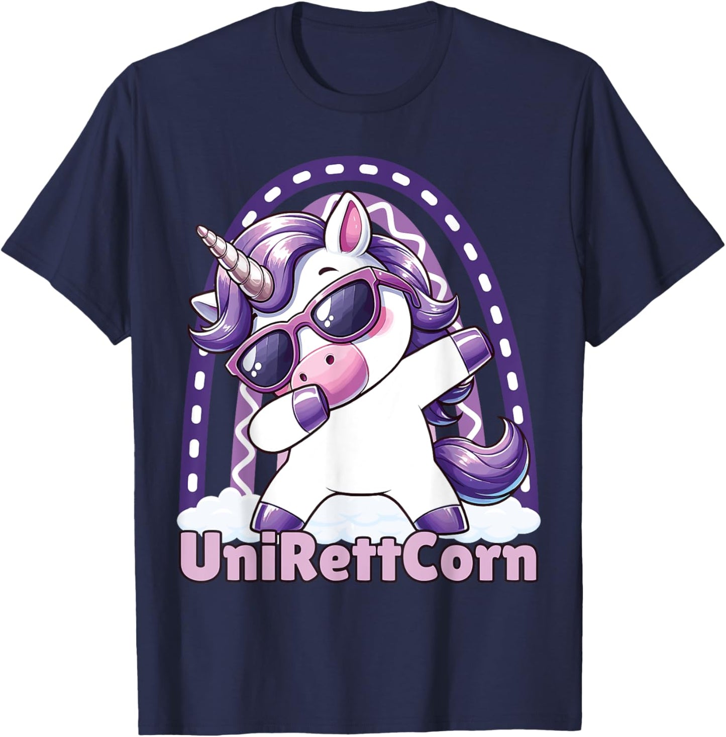 Rett Syndrome Awareness, UniRettCorn, Unicorn Rett Syndrome T-Shirt - T-Shirt | Navy