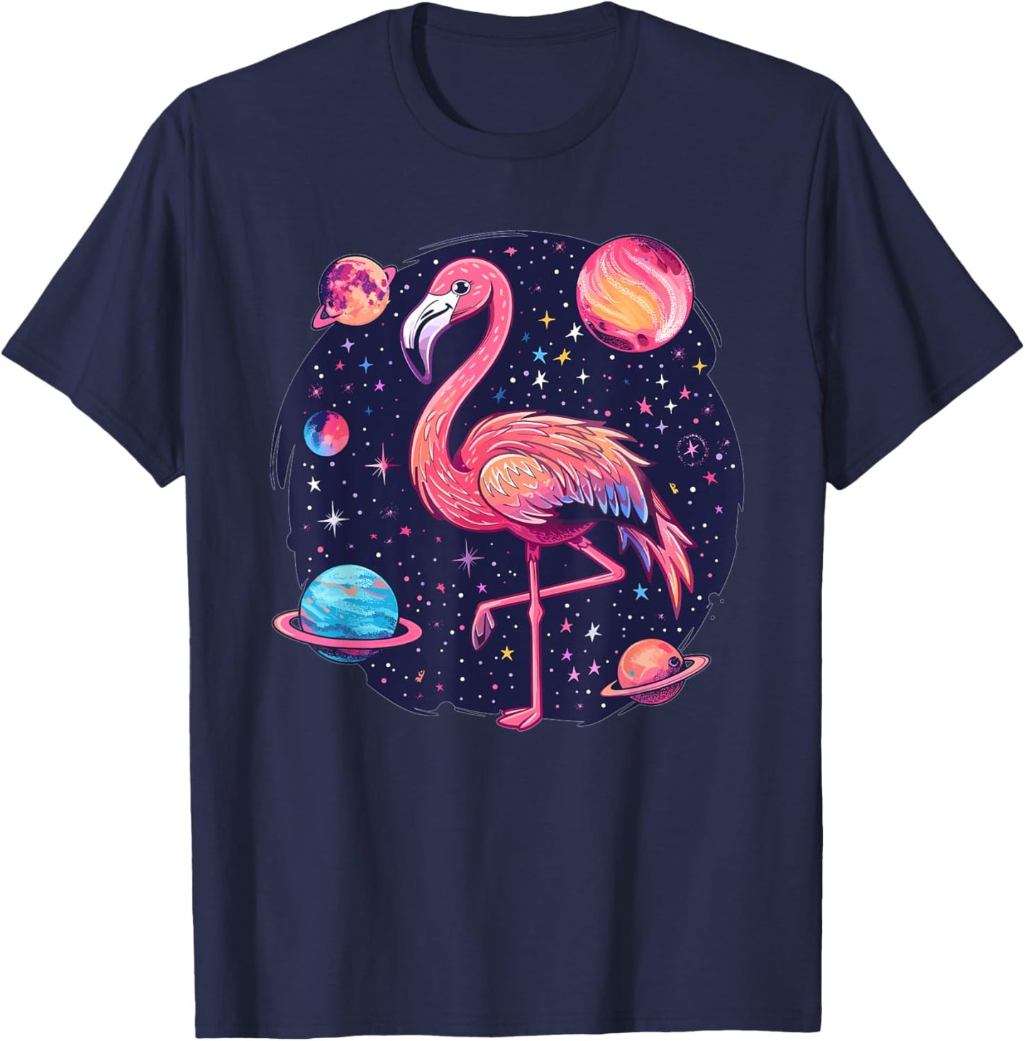 Outer Space Flamingo I Space T-Shirt - T-Shirt | Navy