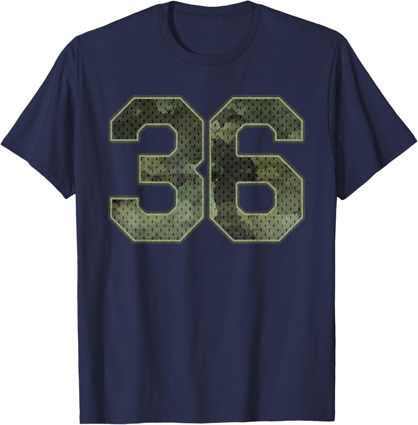 Camo Number 36 Athlete Sports Jersey Supporter Fanwear T-Shirt - T-Shirt | Navy