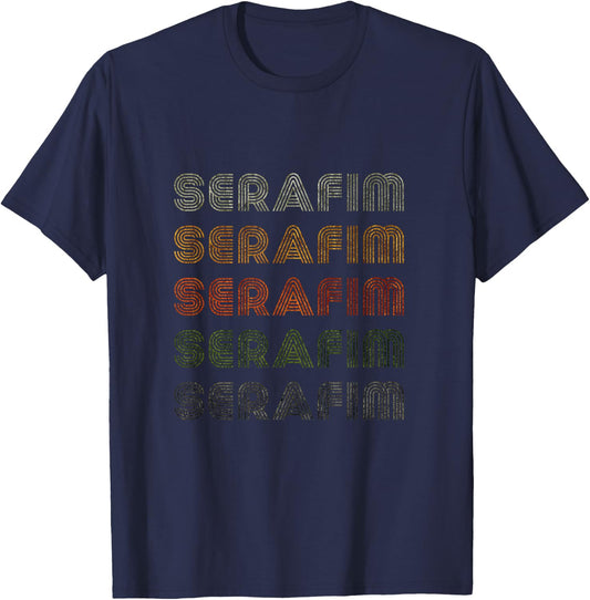 Love Heart Serafim Grunge Vintage Style Black Serafim T-Shirt - T-Shirt | Navy