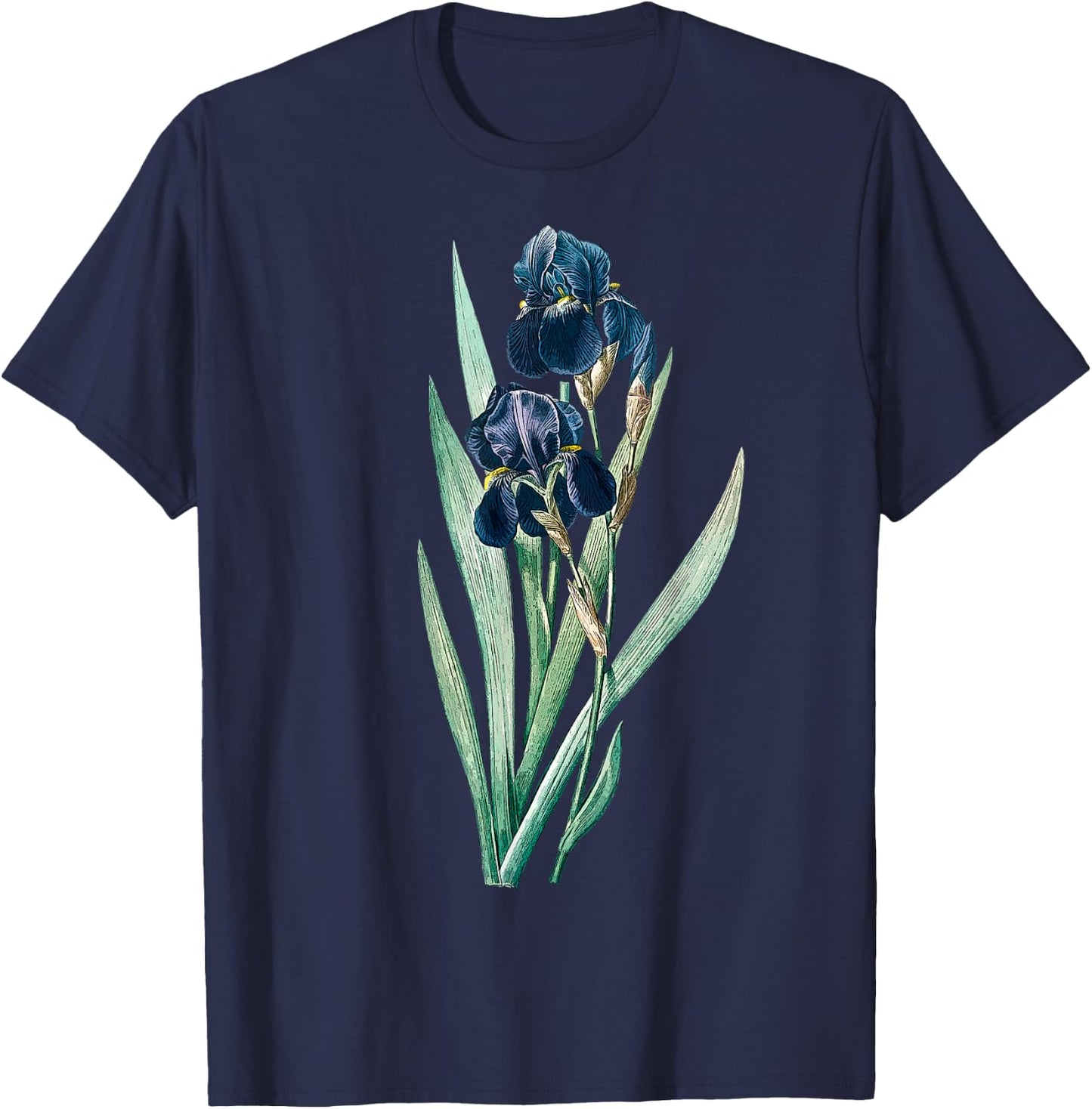 Elegant Iris Flower Antique Plants Botanical Vintage Gift T-Shirt - T-Shirt | Navy