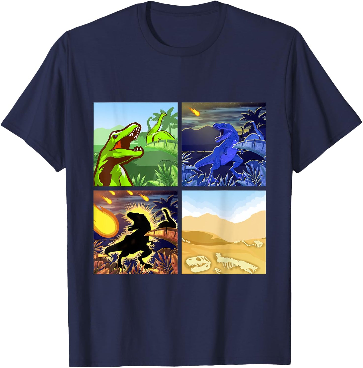 Types Of Dinosaur Dino Extinction Storyboard Gift T-Shirt - T-Shirt | Navy