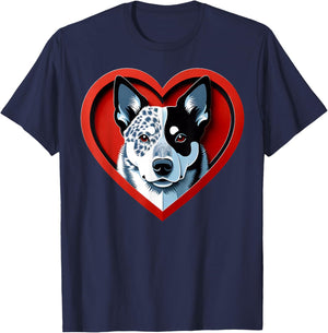 Blue Heeler Heart Australian Cattle Dog Lover Cute Puppy T-Shirt - T-Shirt | Navy