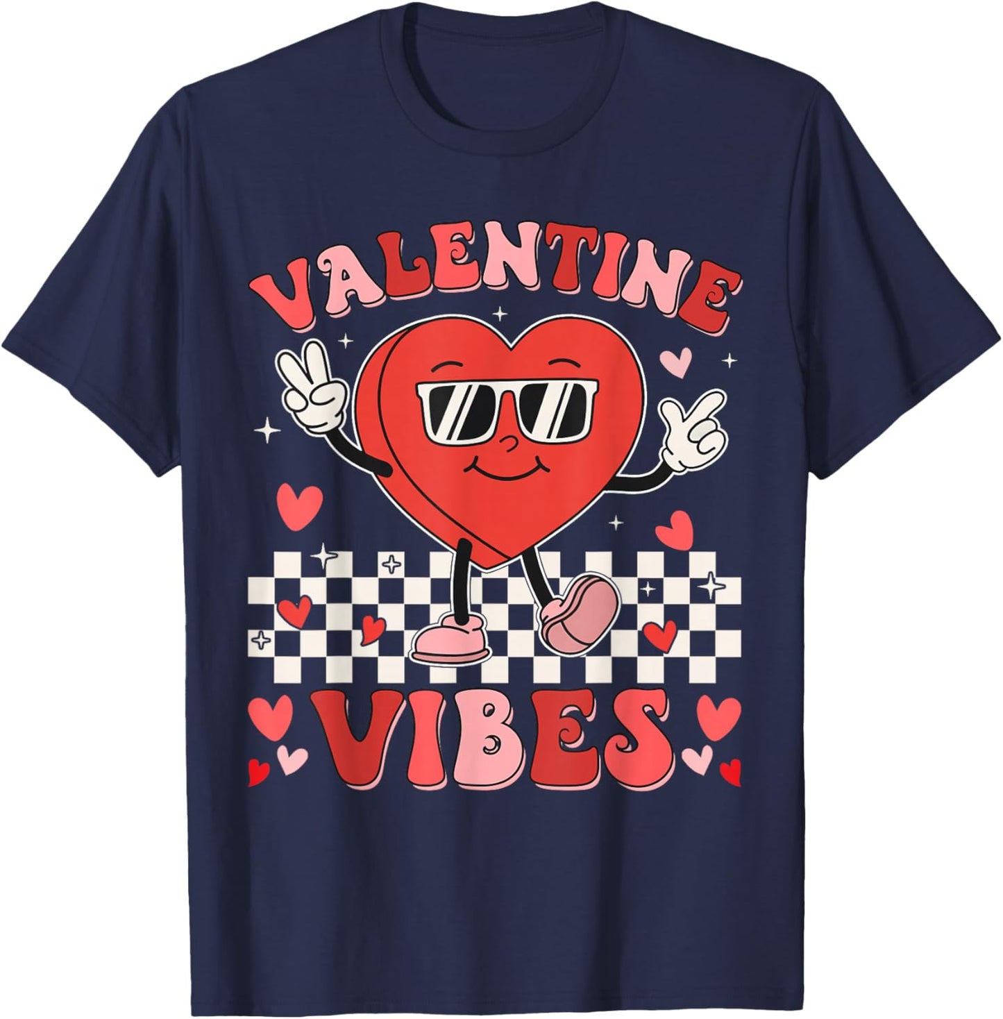 Groovy Valentines Day Shirts For Girl Women Kids Boy Toddler T-Shirt - T-Shirt | Navy