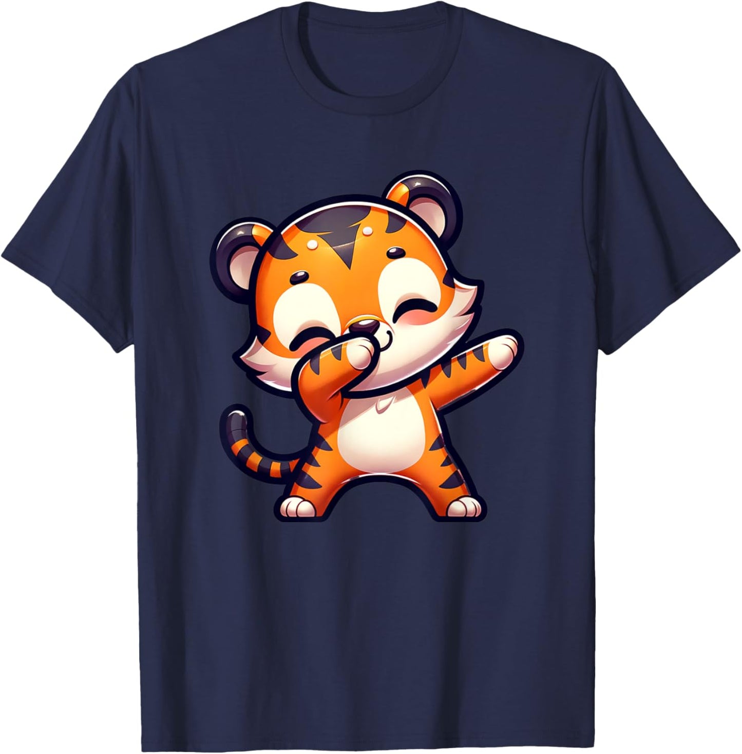 Dabbing Tiger Cub Cute Big Cat Lover Tween Girls Graphic T-Shirt - T-Shirt | Navy