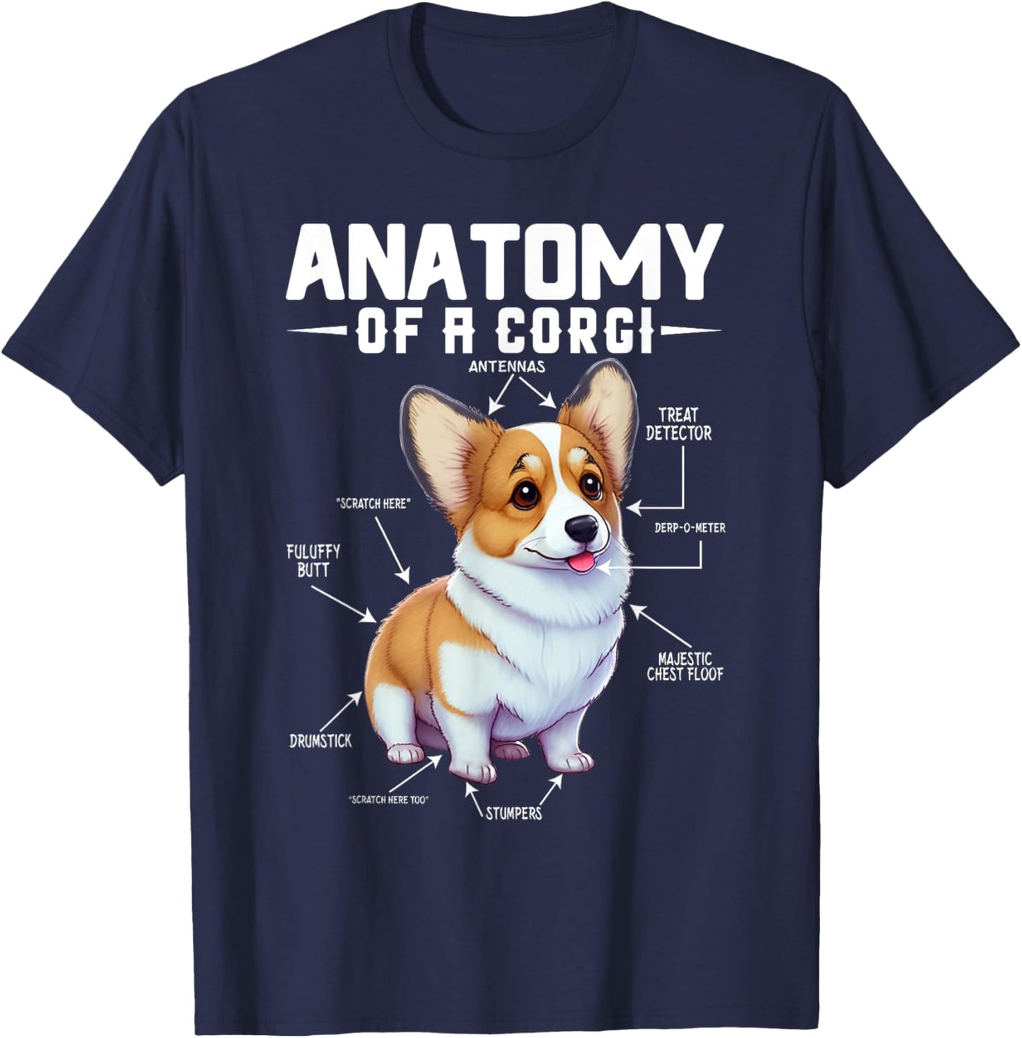 Anatomy Of A Corgi Cute Corgis Costume Corgi Lovers Corgis T-Shirt - T-Shirt | Navy