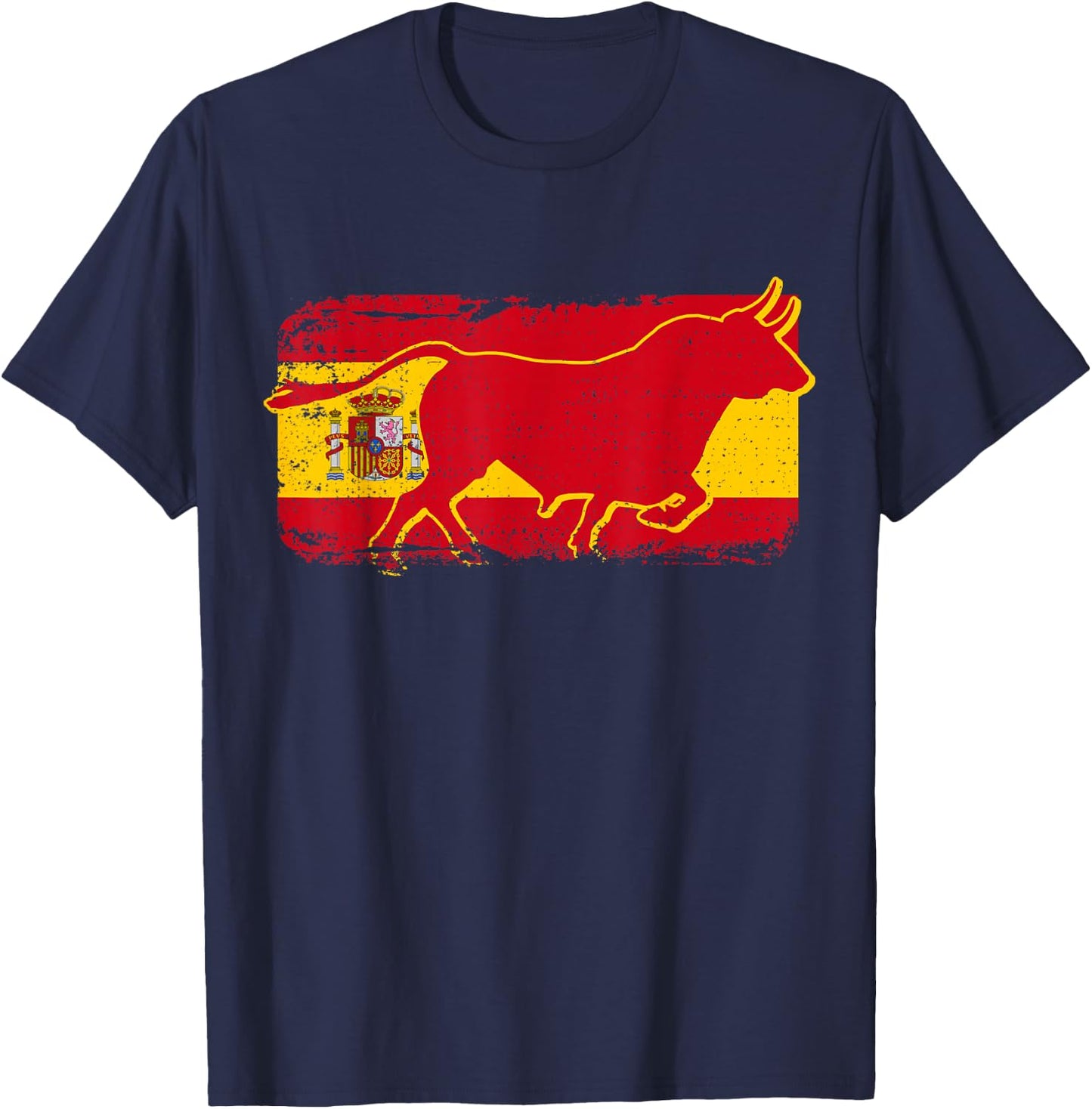 Spain Espana Flag Taurus Football Fan Souvenir Gift T-Shirt - T-Shirt | Navy