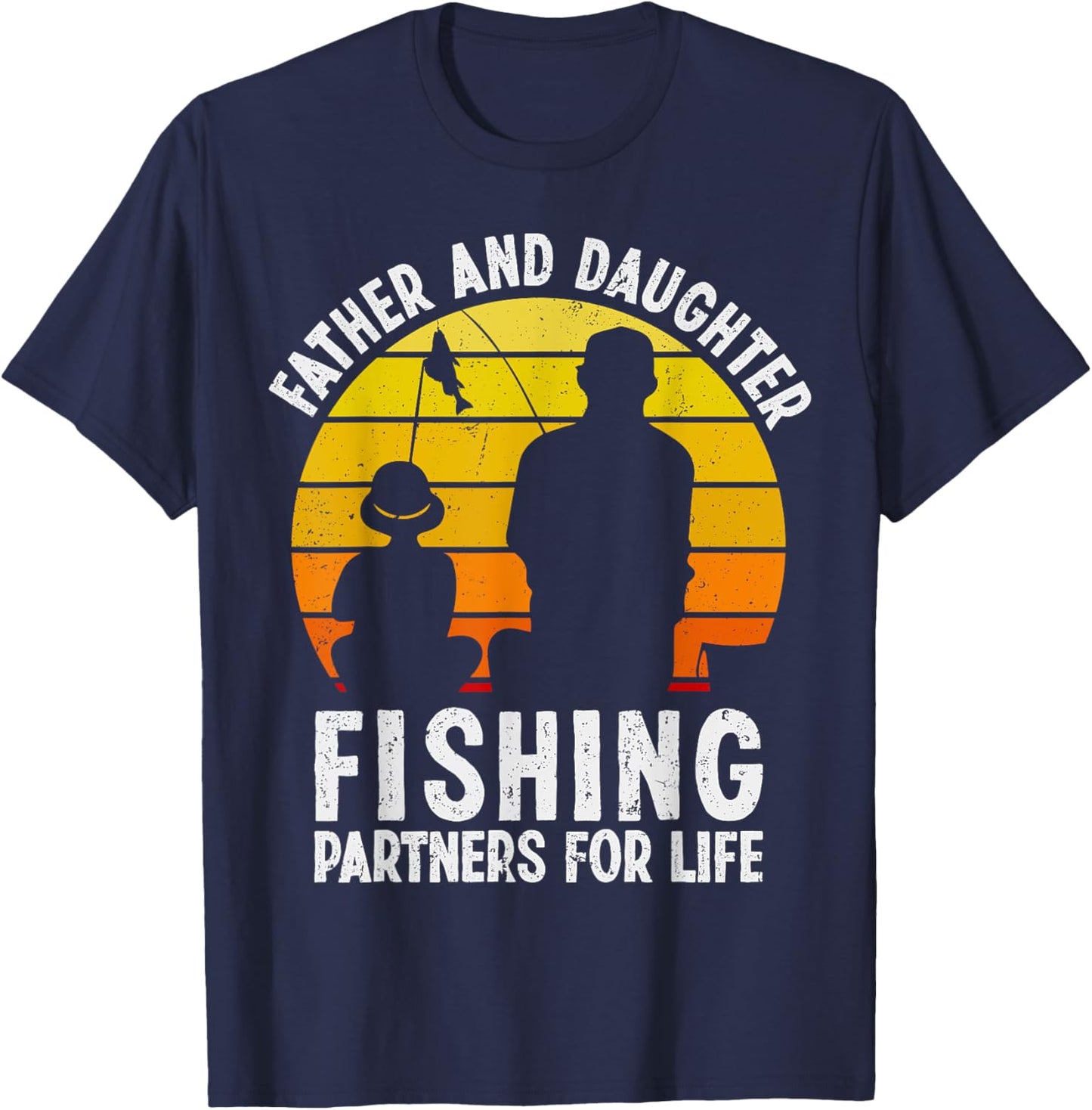 Father Daughter Fishing Partner For Life Retro Matching Dad T-Shirt - T-Shirt | Navy