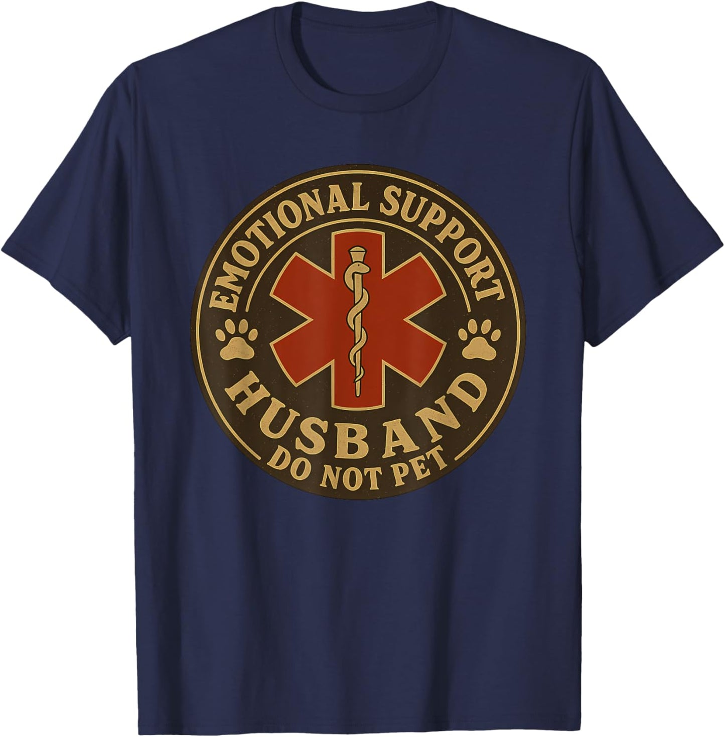 Emotional Support Husband Do Not Pet T-Shirt - T-Shirt | Navy