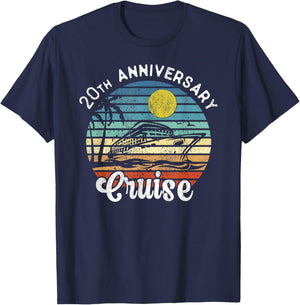 20th Wedding Anniversary Cruise Romantic Anniversaries T-Shirt - T-Shirt | Navy