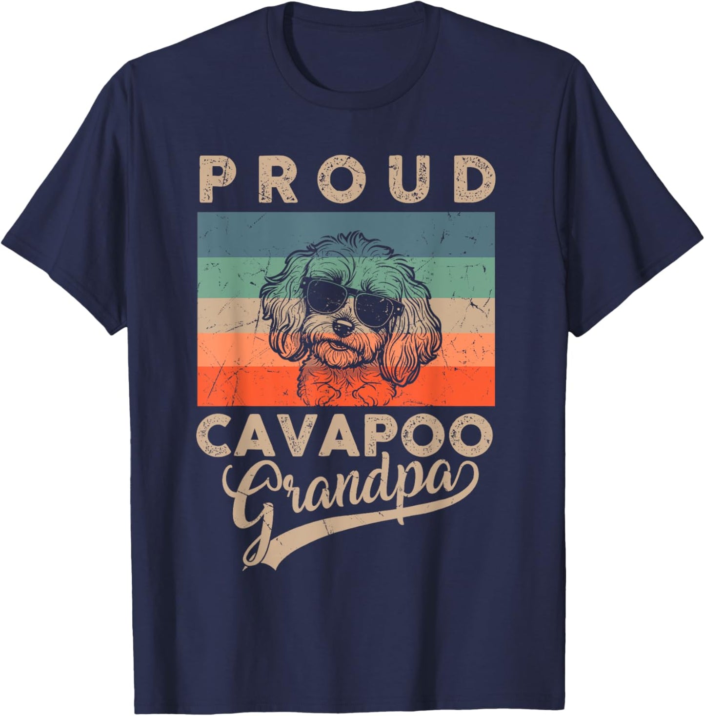 Vintage Proud Cavapoo Dog Grandpa Dog Owner Father's Day Women Kids T-Shirt - T-Shirt | Navy