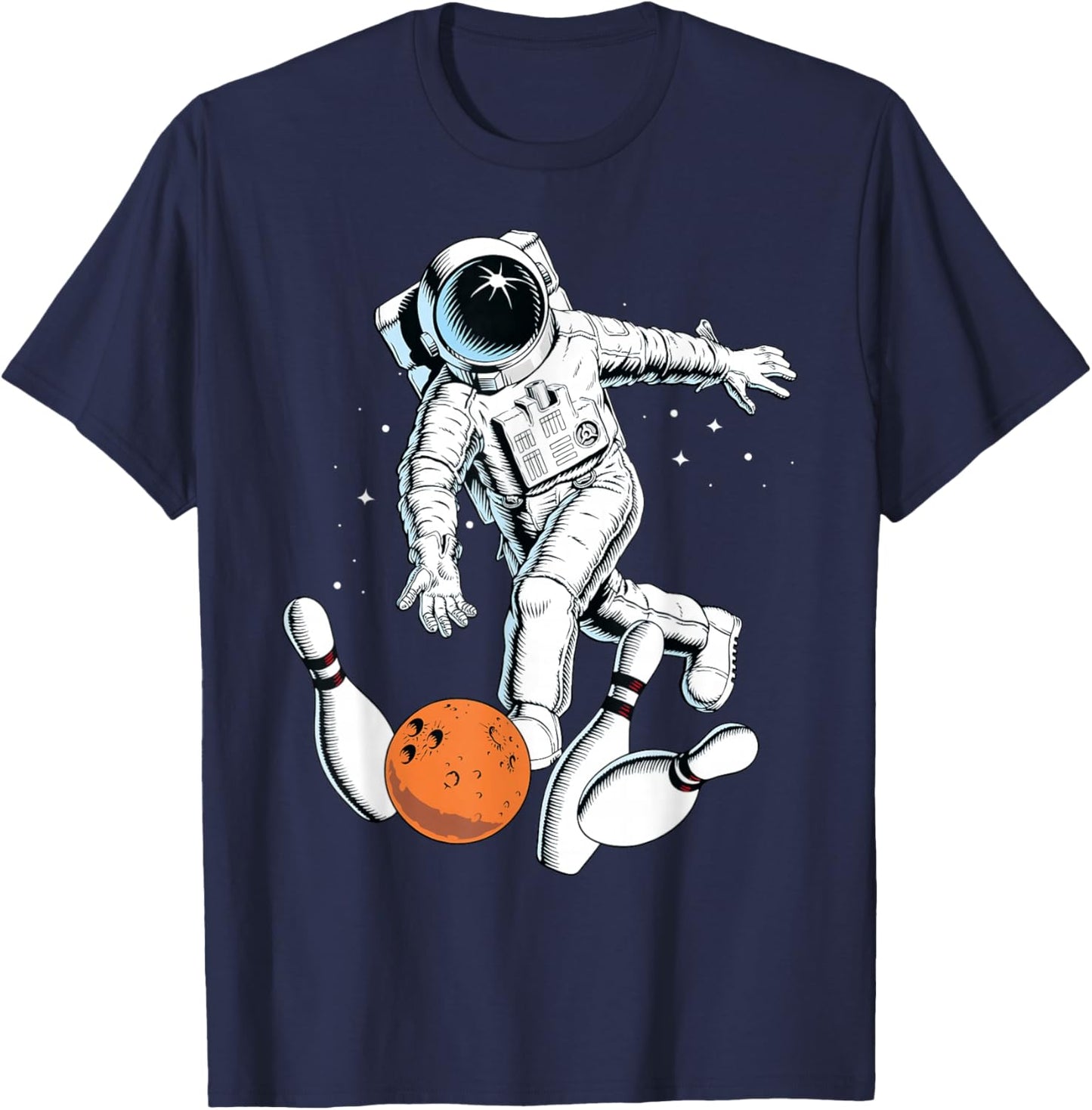 Astronaut Space Bowling Cool Astronaut Bowling Lover T-Shirt - T-Shirt | Navy