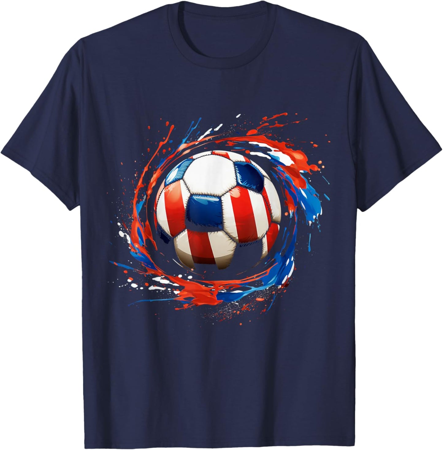 Soccer Football USA Flag Soccer Gift T-Shirt - T-Shirt | Navy
