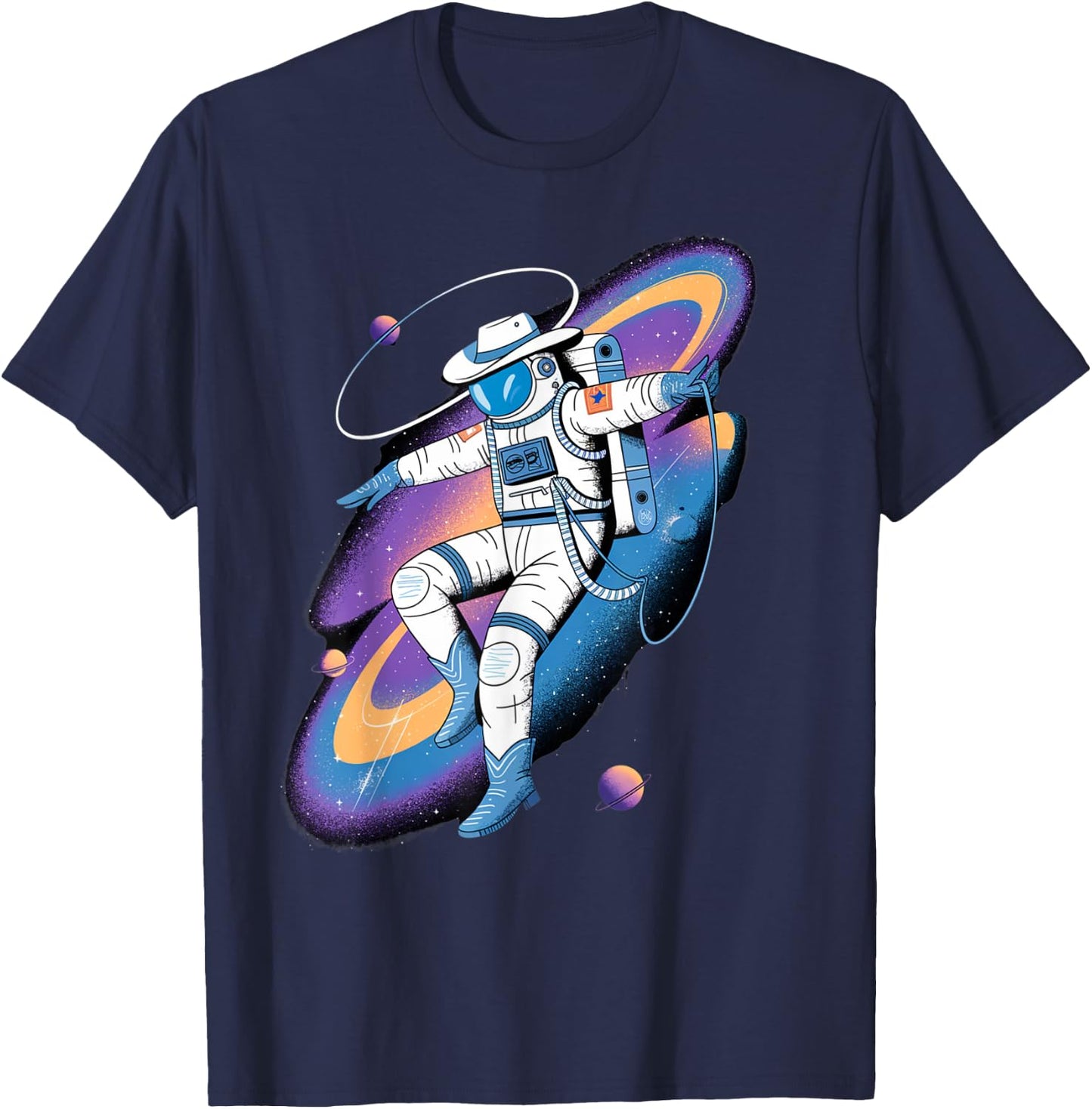 Astronaut Cowboy Amazing Design Space Lovers Costume T-Shirt - T-Shirt | Navy