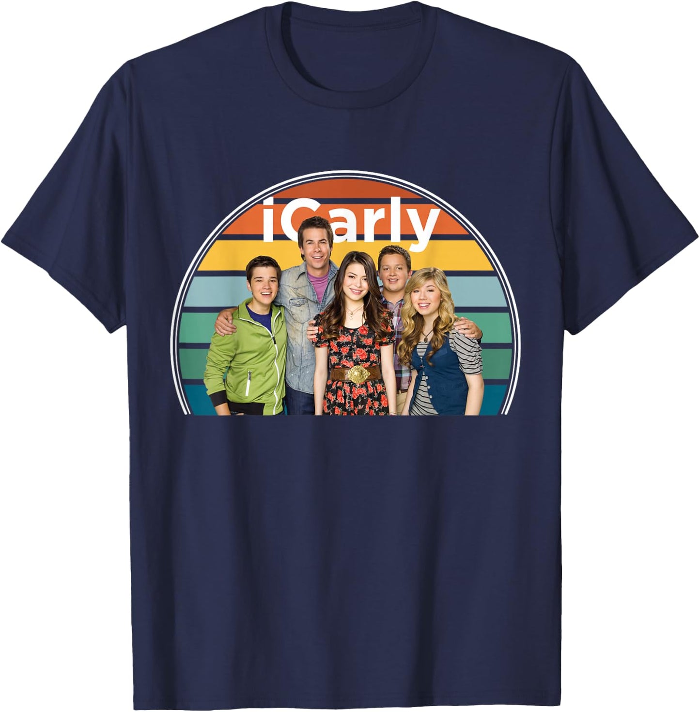 iCarly Rainbow Arc with Carly, Sam, Freddie, and Spencer T-Shirt - T-Shirt | Navy
