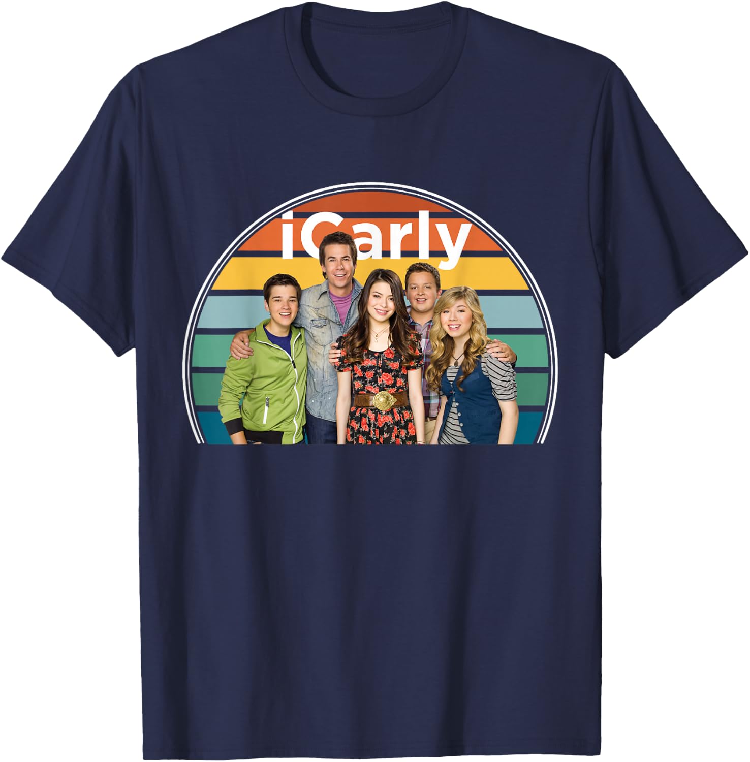iCarly Rainbow Arc with Carly, Sam, Freddie, and Spencer T-Shirt - T-Shirt | Navy