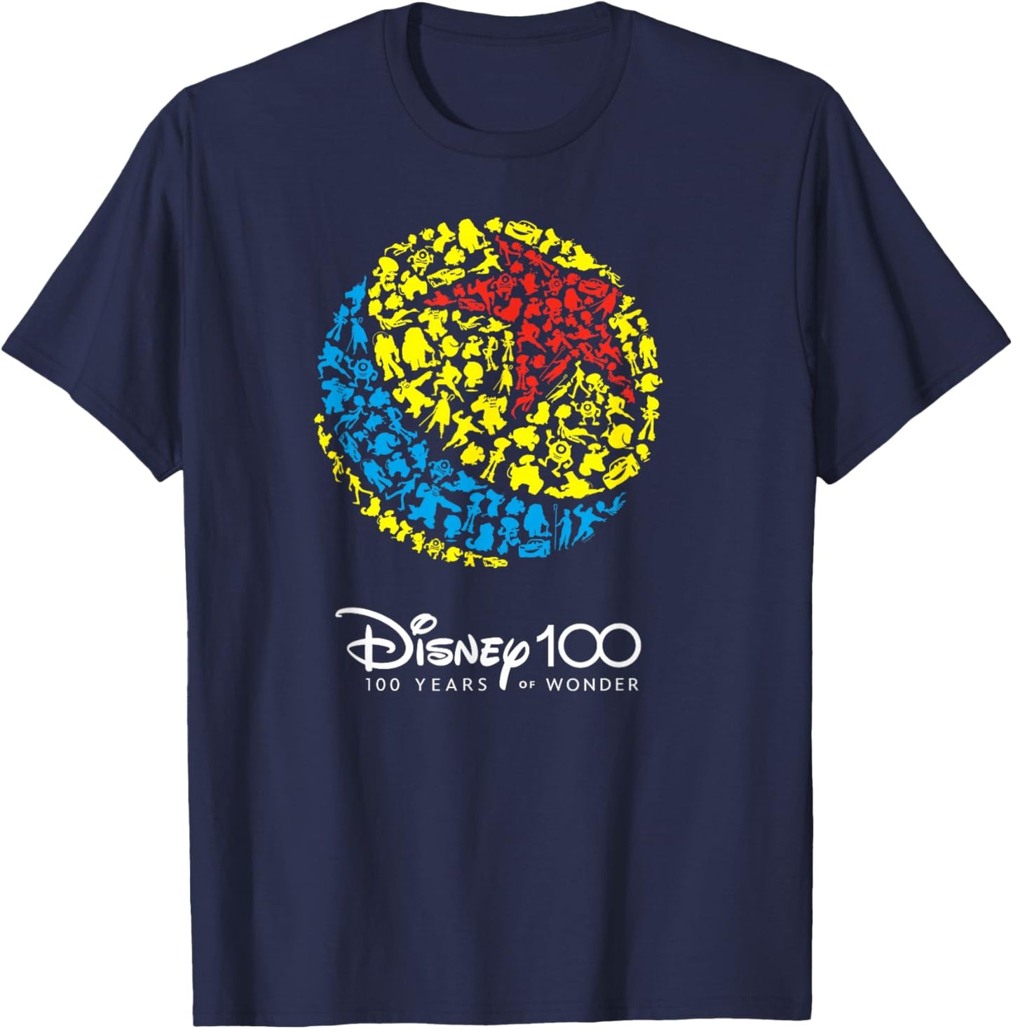 Disney 100 Pixar Ball Characters Anniversary D100 Small T-Shirt - T-Shirt | Navy