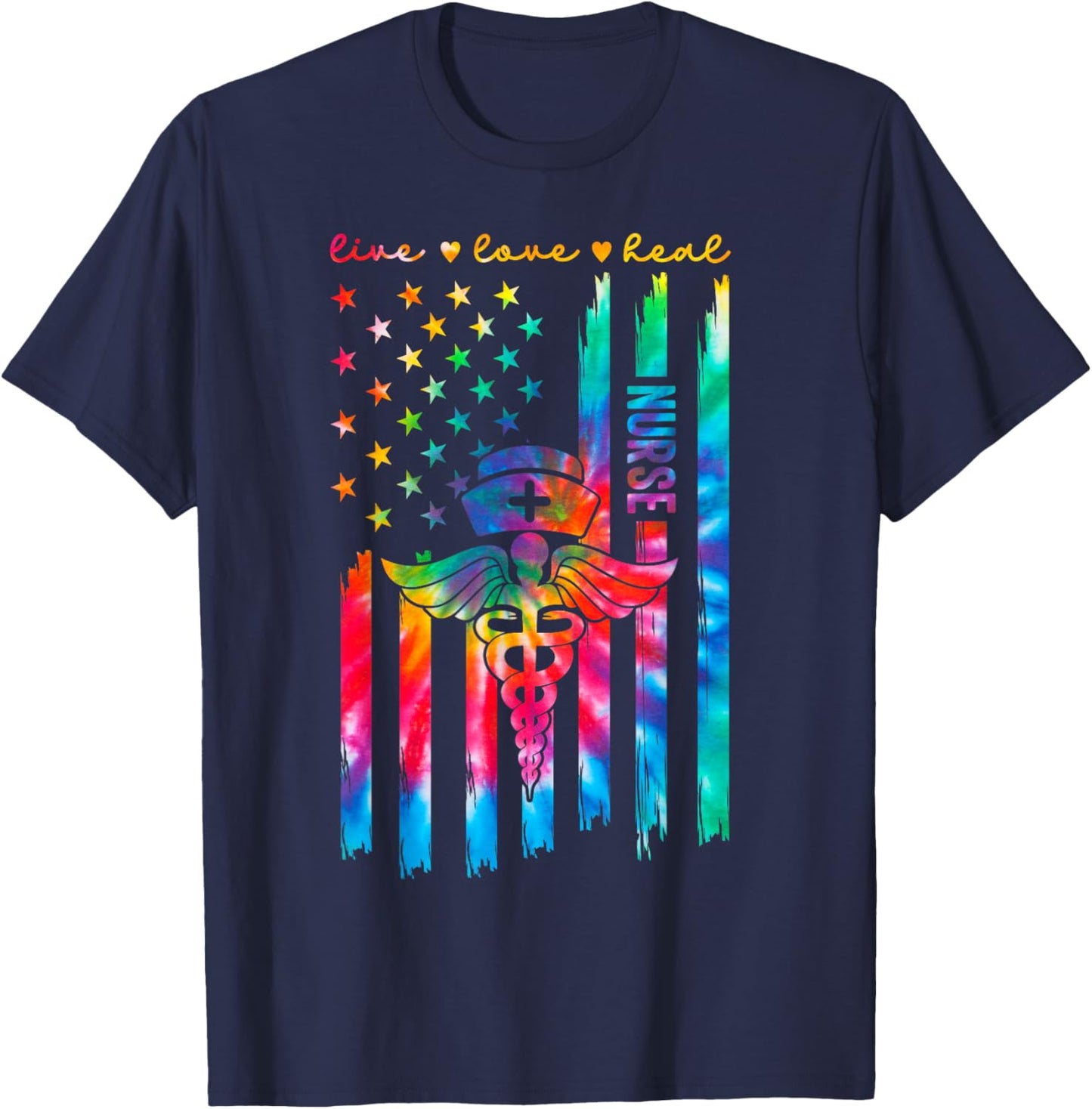 Nurse's Day Happy Nurse Week 2025 Appreciation Nurse Tie Dye T-Shirt - T-Shirt | Navy