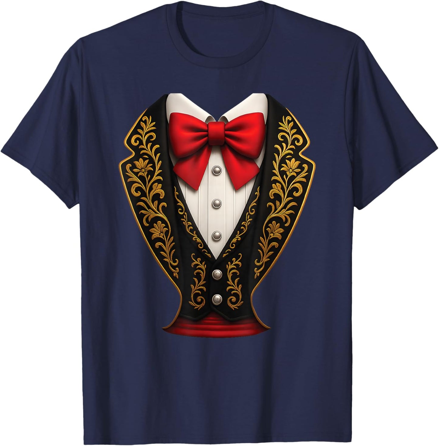 Mariachi Tuxedo Costume Fiesta Style Mexican Halloween Latin T-Shirt - T-Shirt | Navy